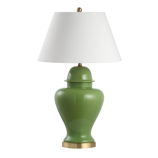 JONATHAN Y Modern 33-in Green LED Rotary Socket Table Lamp with Linen ...