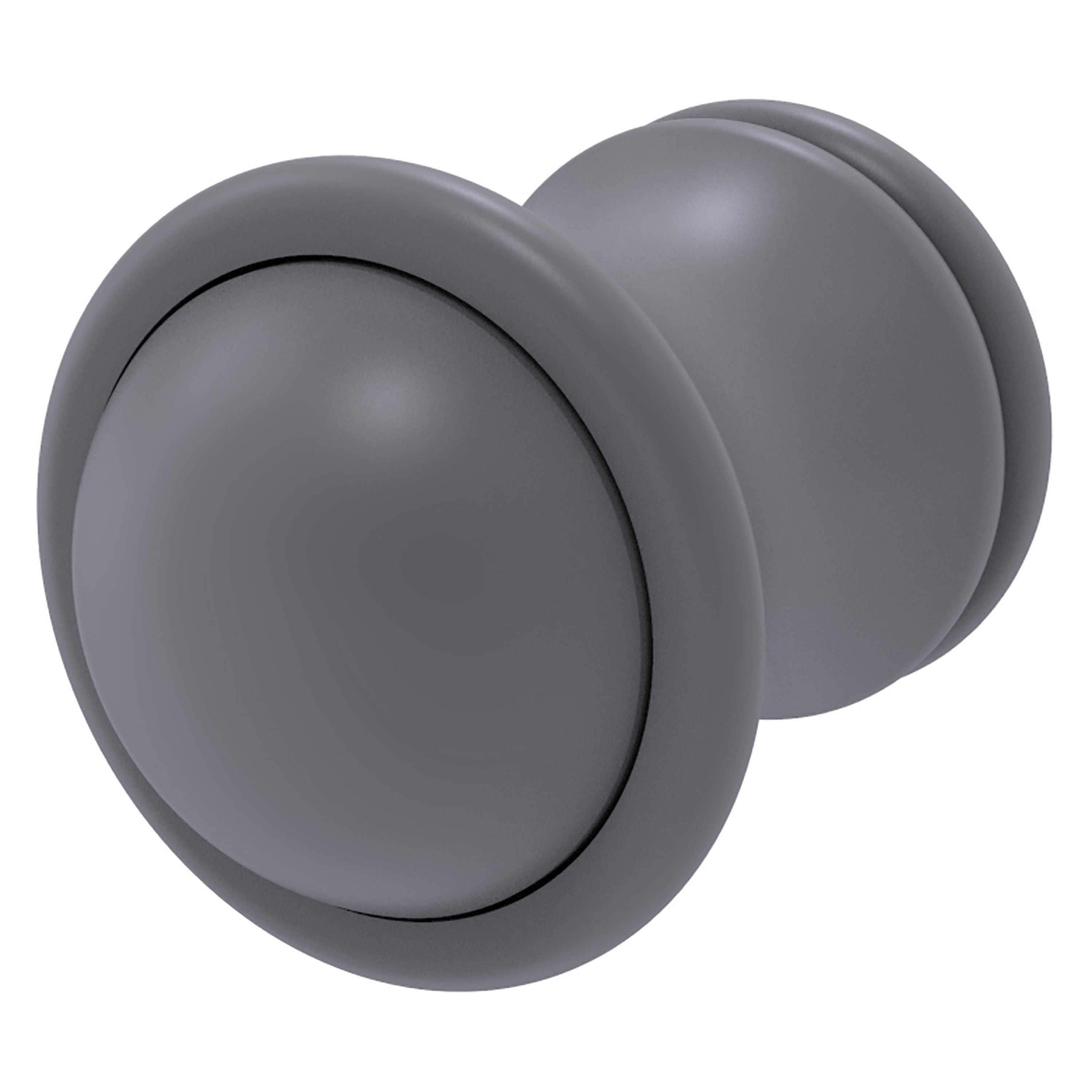 Matte Gray Round Brass Cabinet Knob with Mounting Hardware