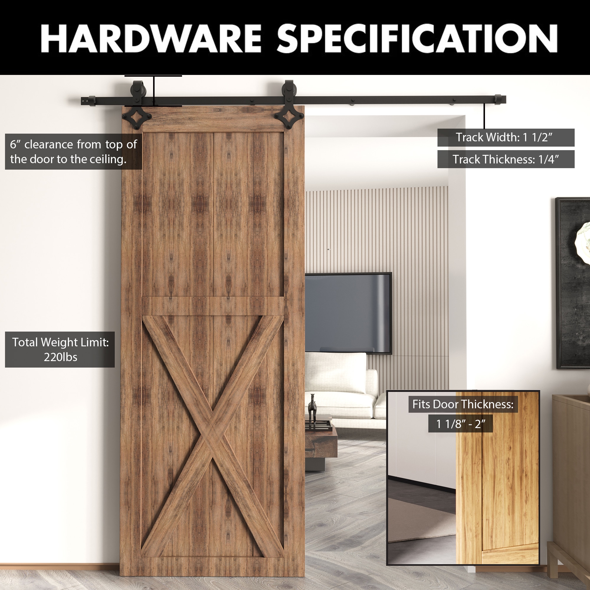 HOMACER LX1TGH108C Barn-Door-Roller-Kits - View #3