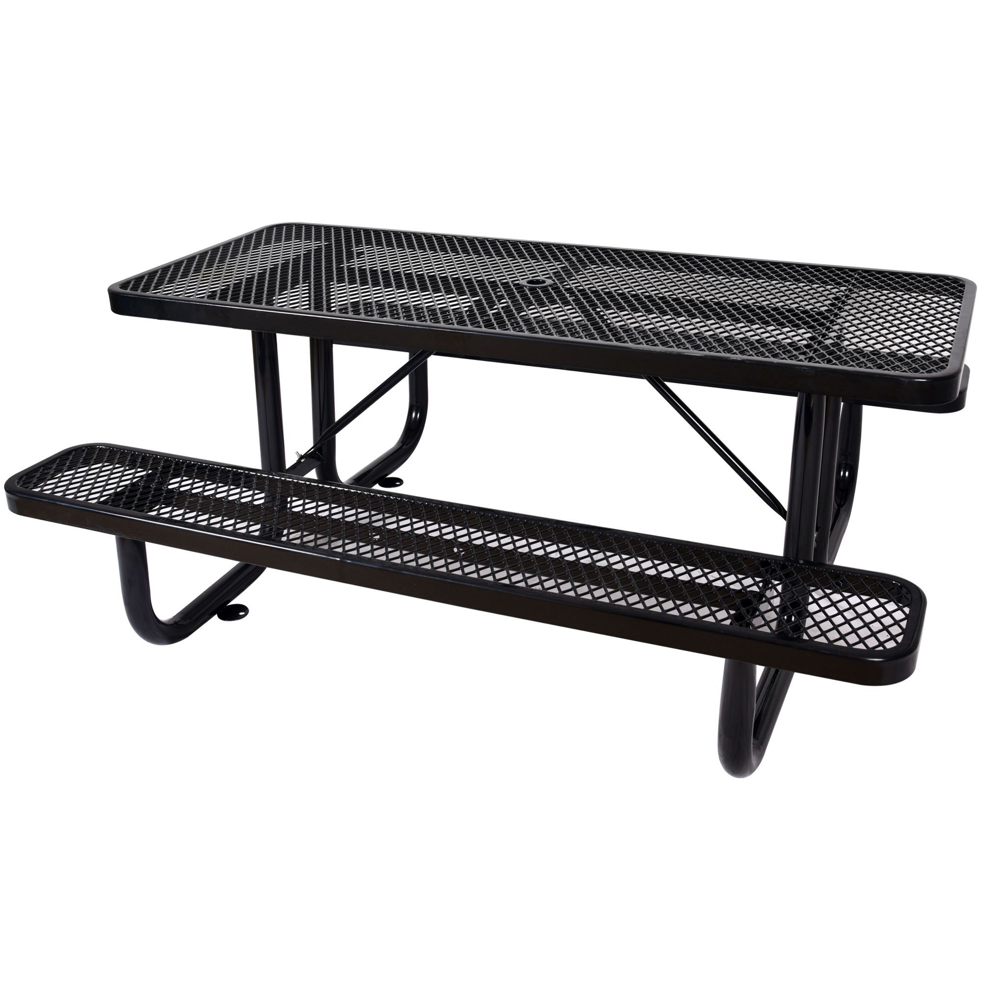 Afoxsos 6 Ft. Rectangular Outdoor Steel Picnic Table Black In The ...