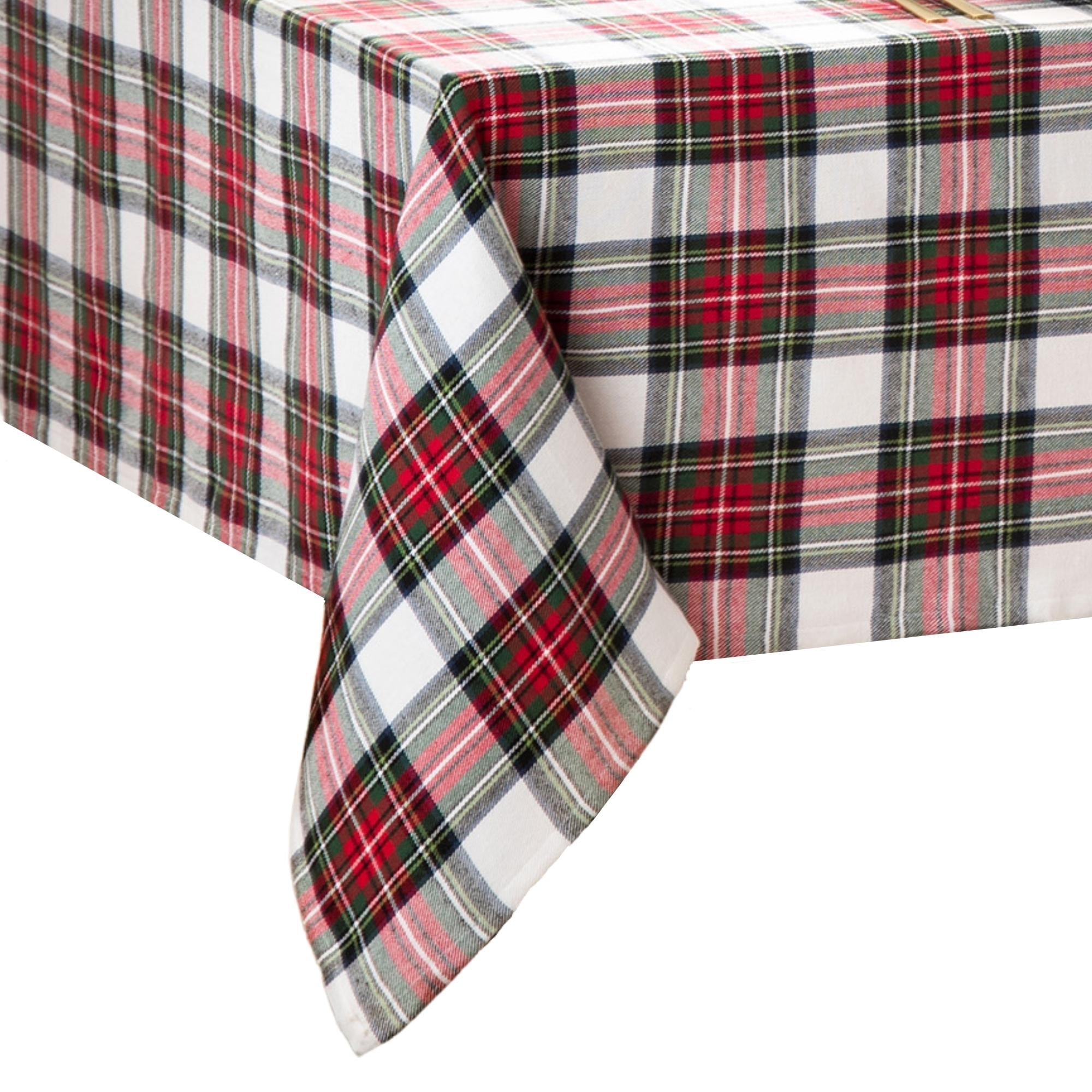 Elrene Home Fashions 194590054304 Christmas Classic Holiday Plaid 60"x102" Indoor Multicolor Table Cover for 6-ft rectangle