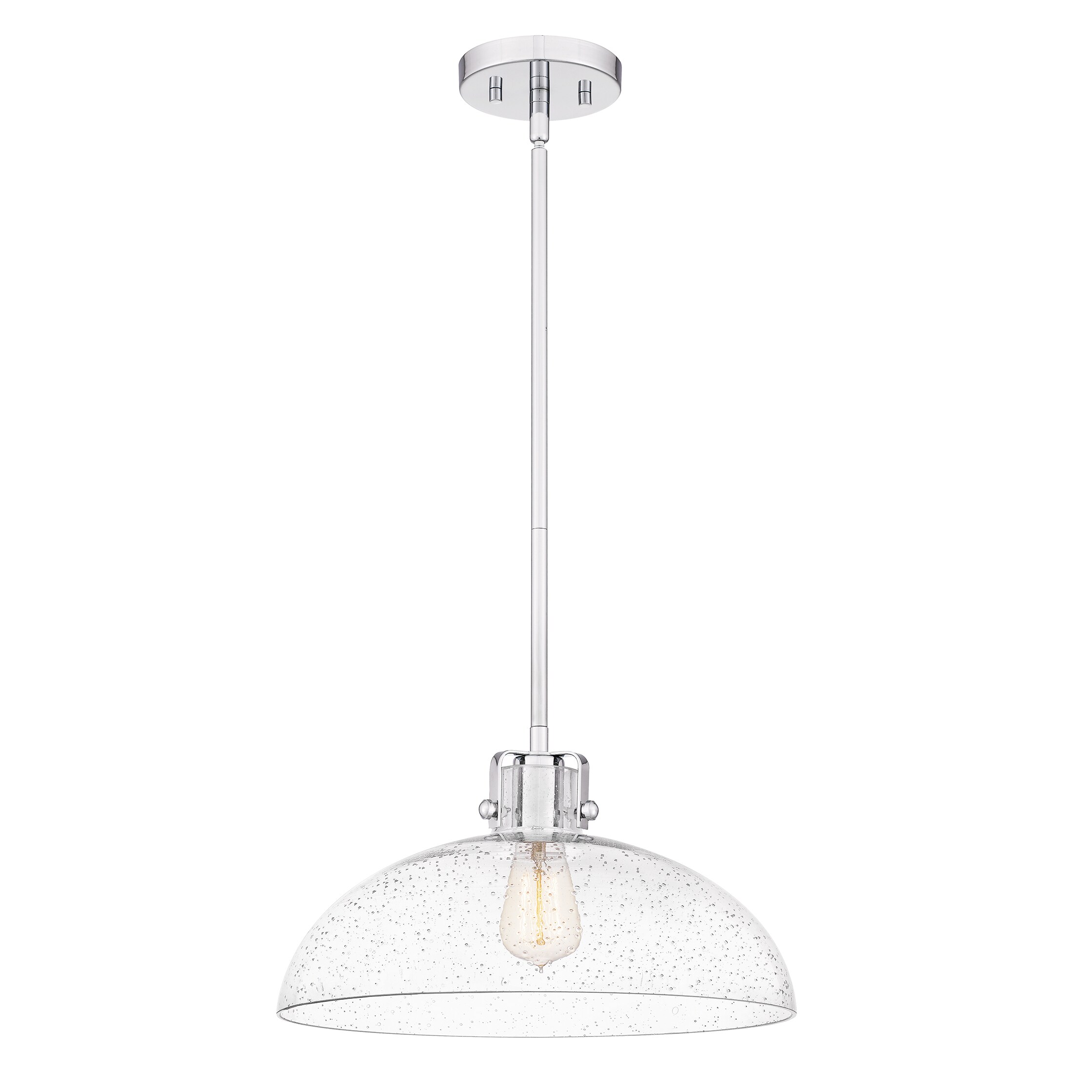 Iona Polished Chrome 14.75" Transitional Seeded Glass Pendant Light