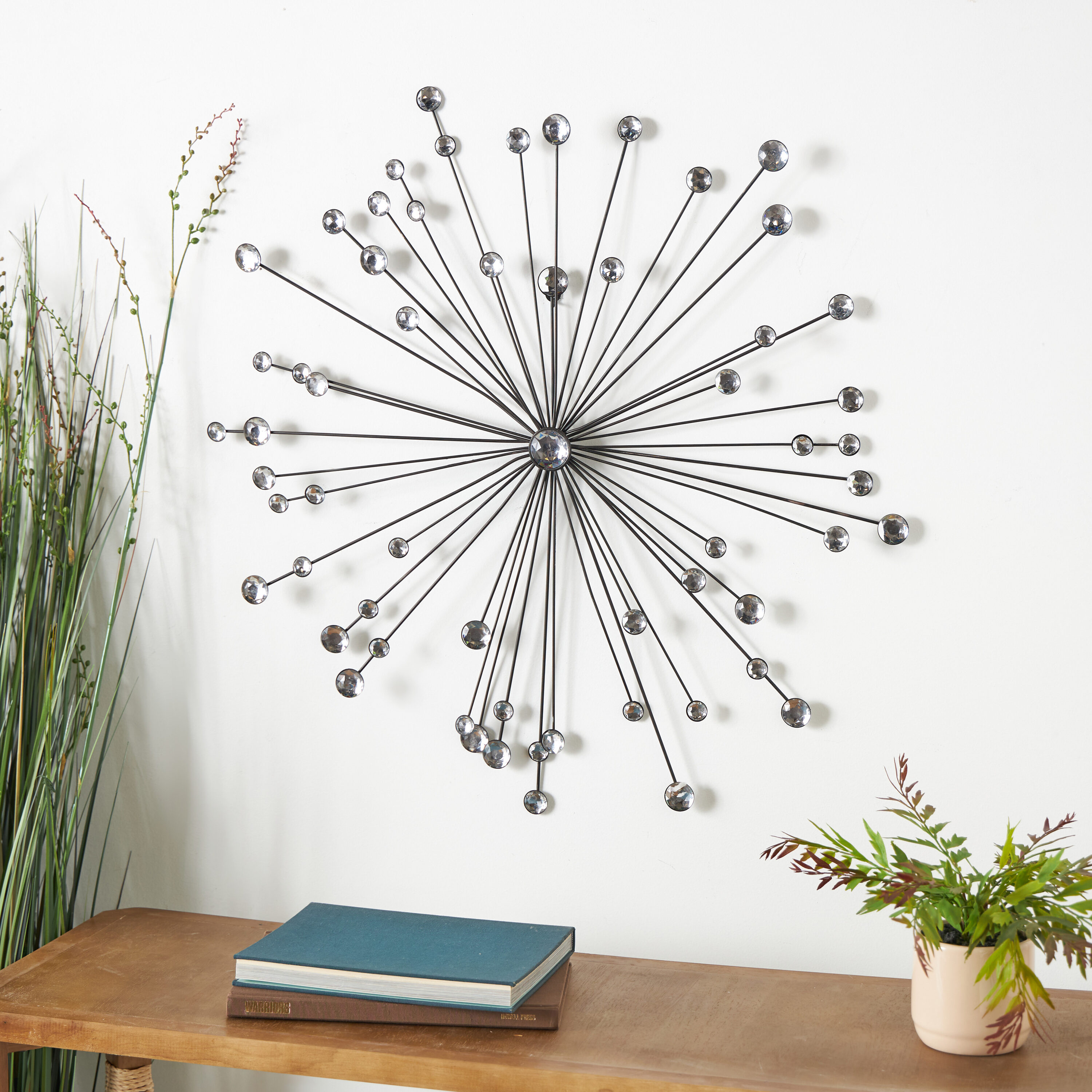 Grayson Lane 13746 30-Inches W x 30-Inches H Metal Starburst with Crystal Embellishments Abstract Wall sculpture