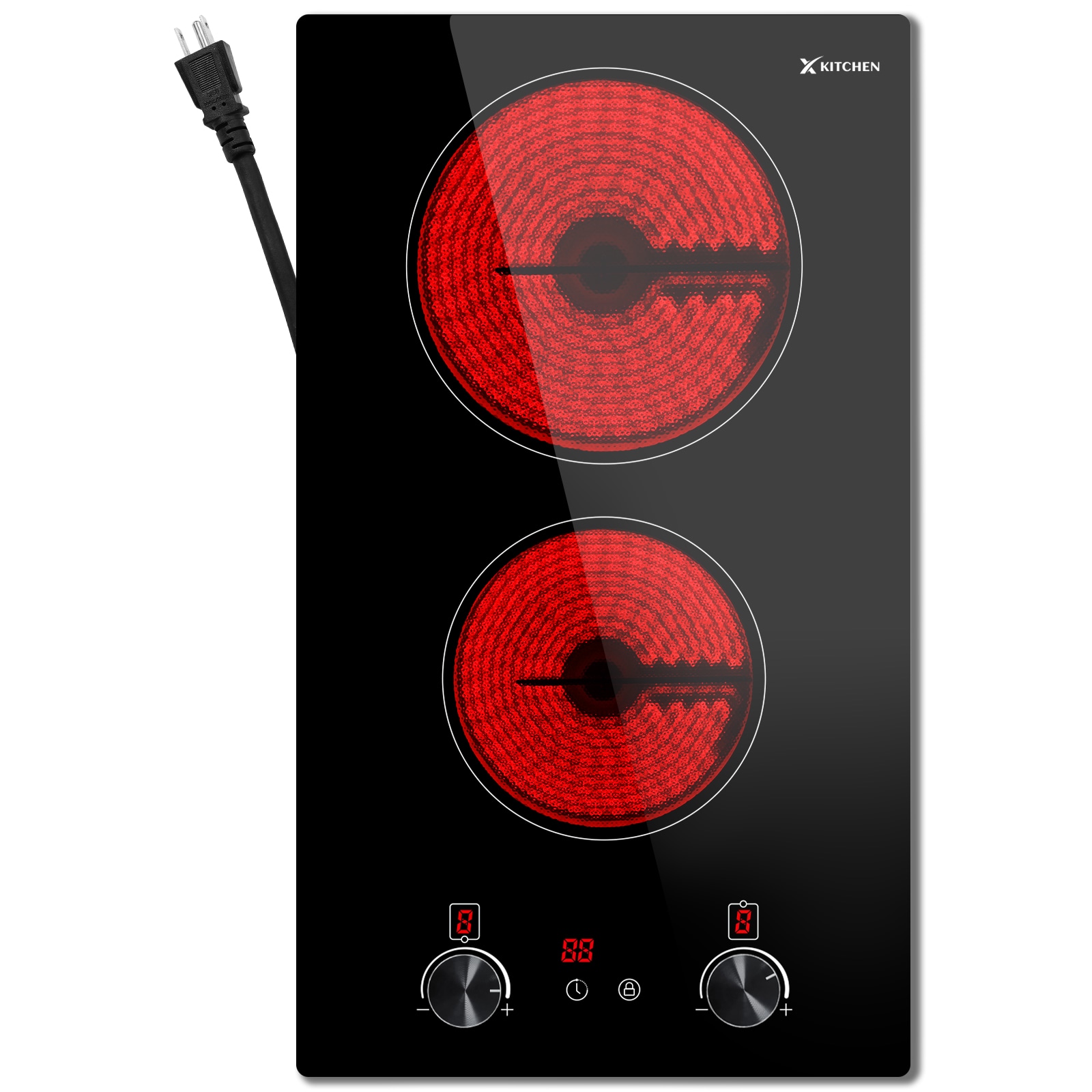 XKITCHEN IDKT2B902 12-in 2 burners Smooth Surface (Radiant) Black Electric Cooktop