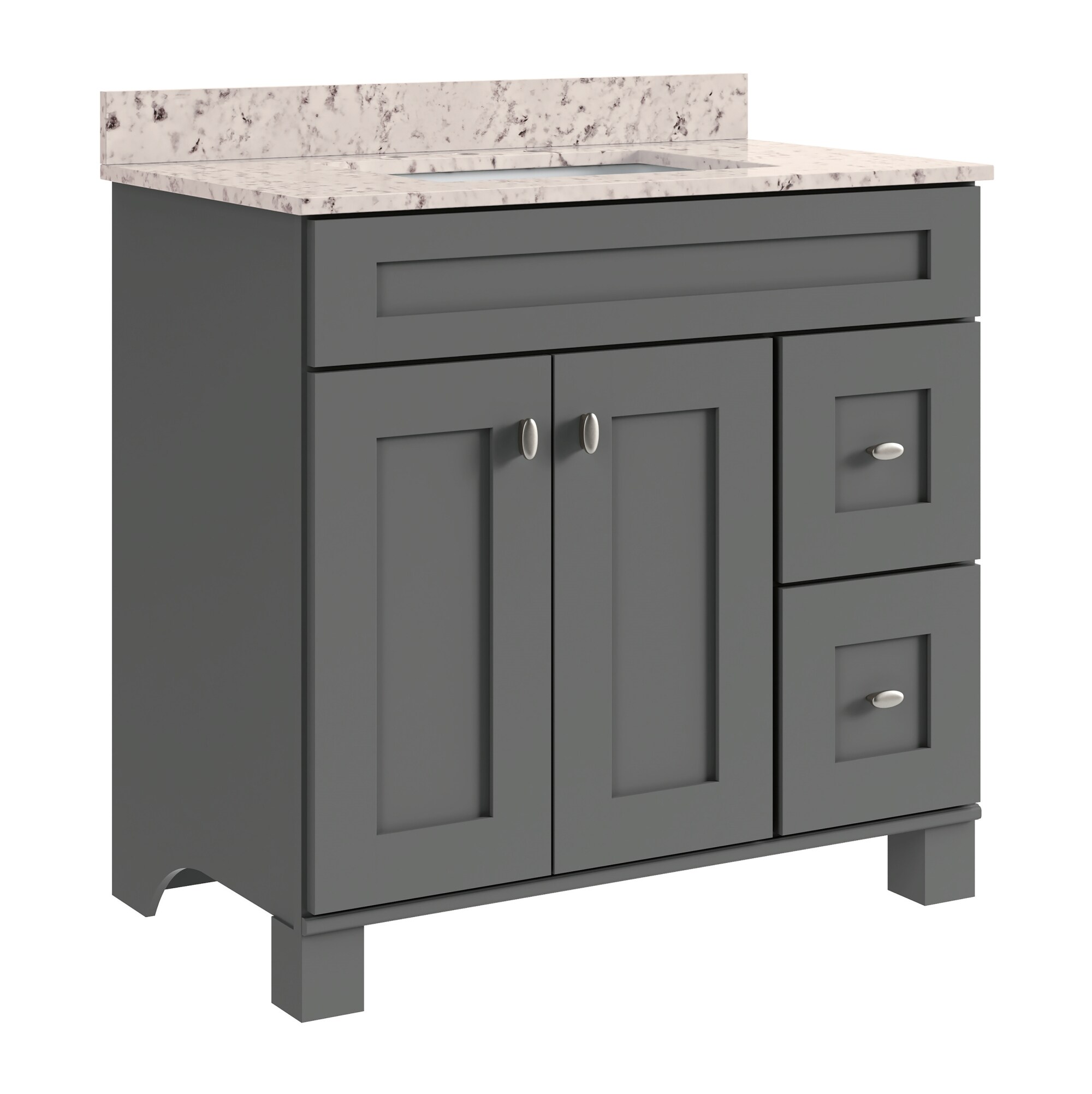 Diamond FreshFit Palencia 37-in Moonstone Single Sink Bathroom Vanity with White Engineered Stone Top
