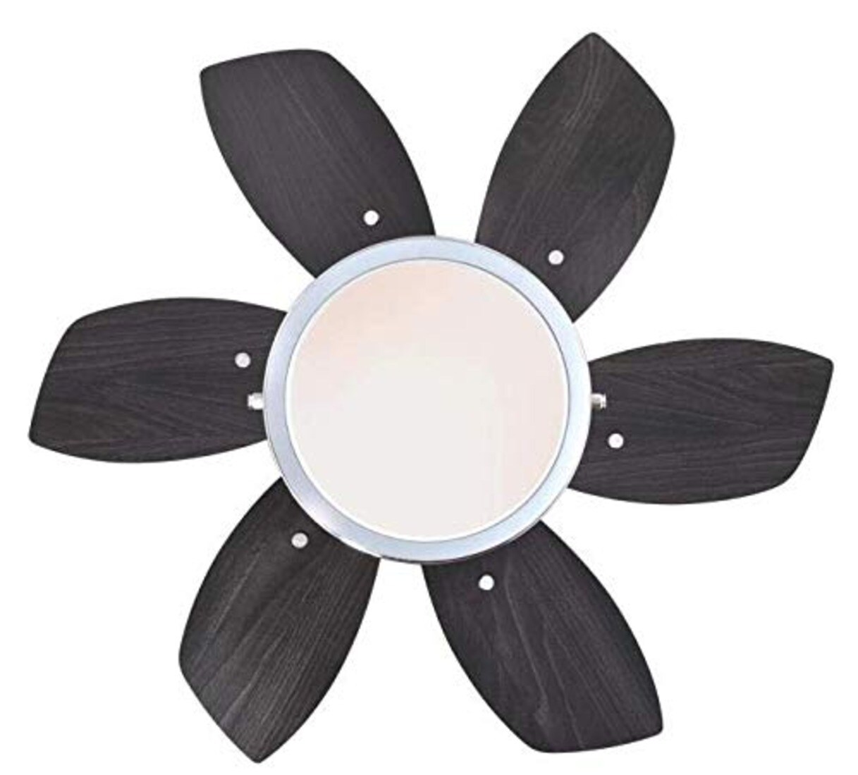 24-Inch Chrome Ceiling Fan with Brown Blades and LED Light