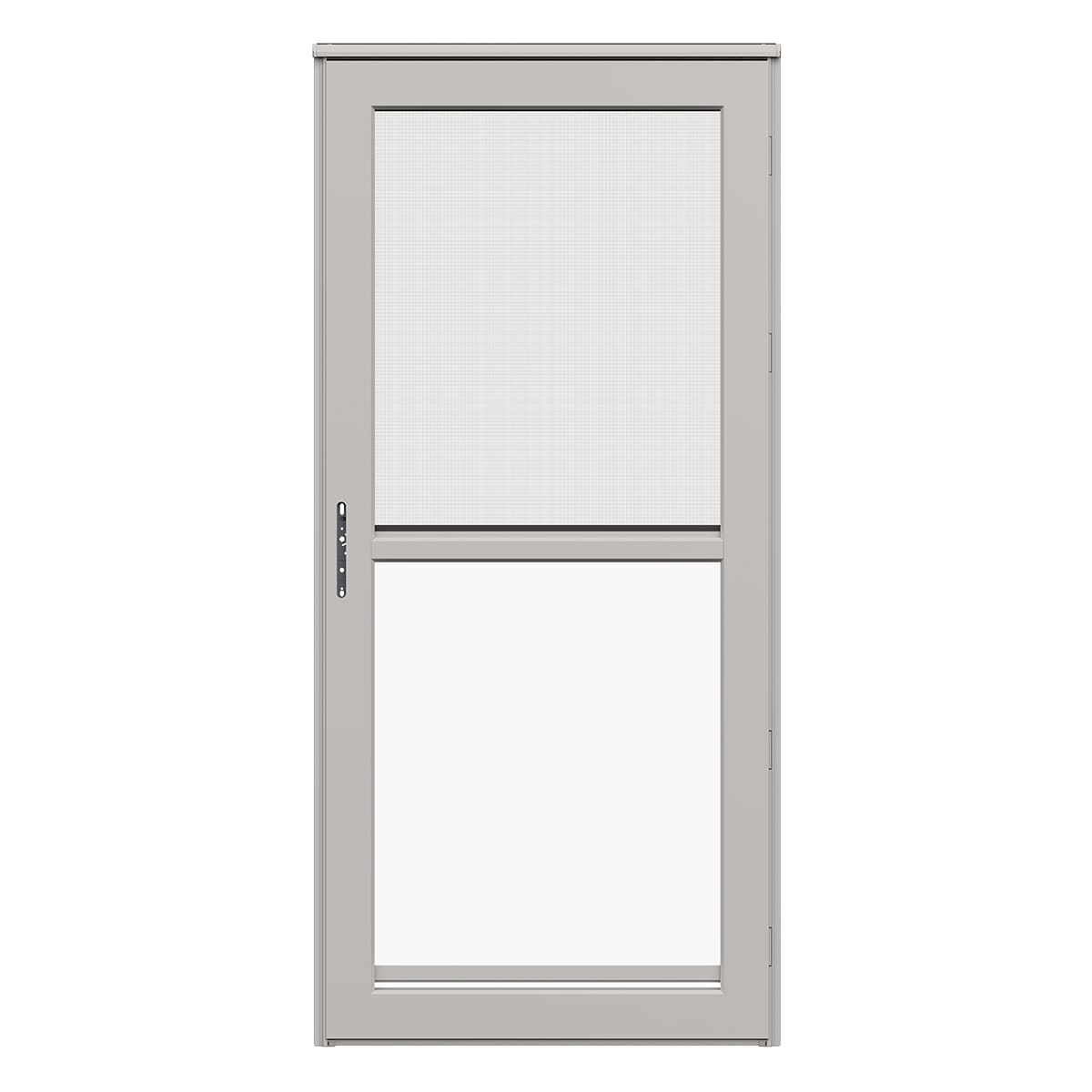 Platinum 32-in x 81-in Pebblestone Full-view Retractable Screen Aluminum Storm Door Left-Hand Outswing in Brown | - LARSON 45604371R
