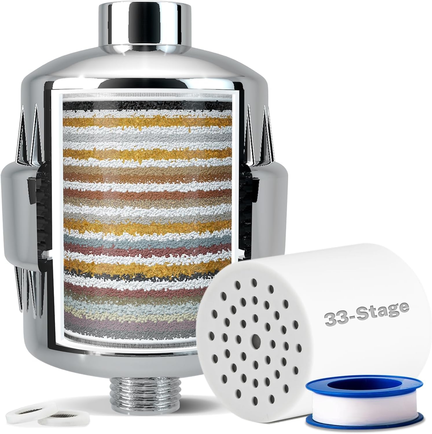 iSpring SF2S Chrome KDF Shower Head Filter 6-Months -Filter Life