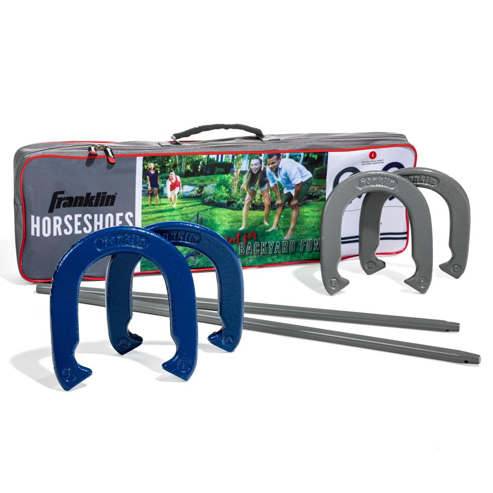 RayChee Horseshoes Outside Game, Horse Shoes Game Kit w/4 Steel Horseshoes,  2 Stakes & Carrying Bag for Kids Adults,Traditional Outdoor Horseshoe Set