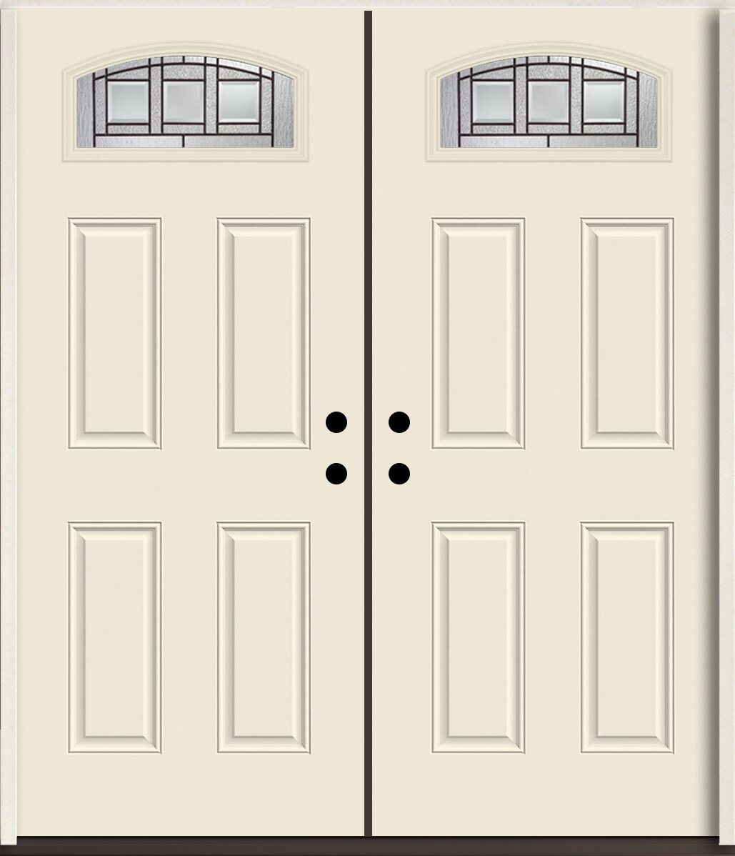 RELIABILT LO963613 Craftsman 72-in x 80-in x Fiberglass 1/4 lite Right-hand inswing Bisque Paint Painted Prehung Double Front Door Insulating core
