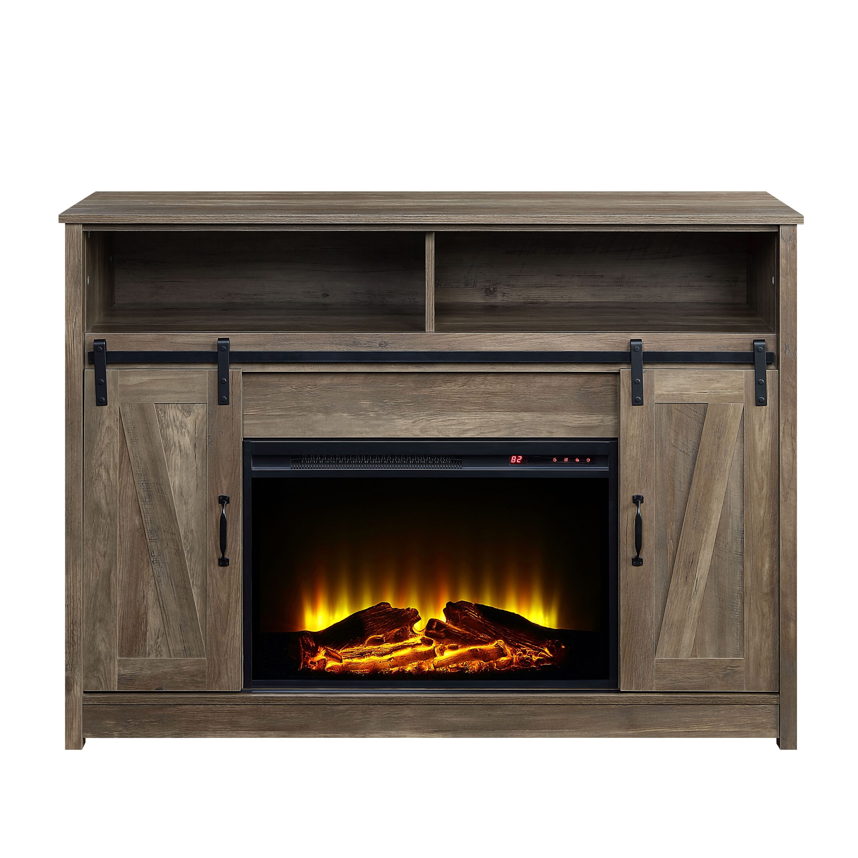 Maocao Hoom FZ00274 51-Inches W Brown TV Stand with LED Flat wall Electric Fireplace with Remote Control Included