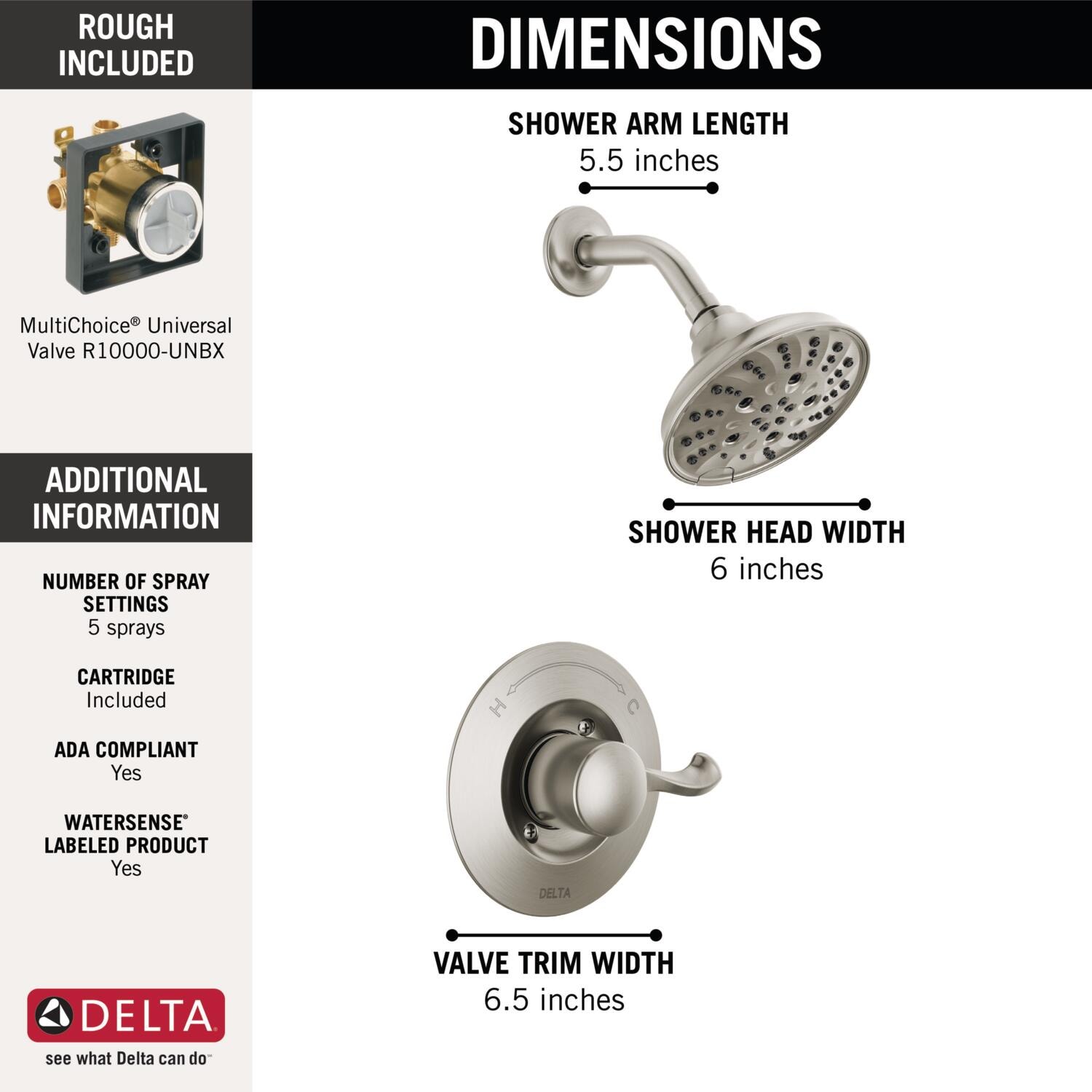 Delta Esato Spotshield buy Stainless 1-handle Shower Faucet Valve Included