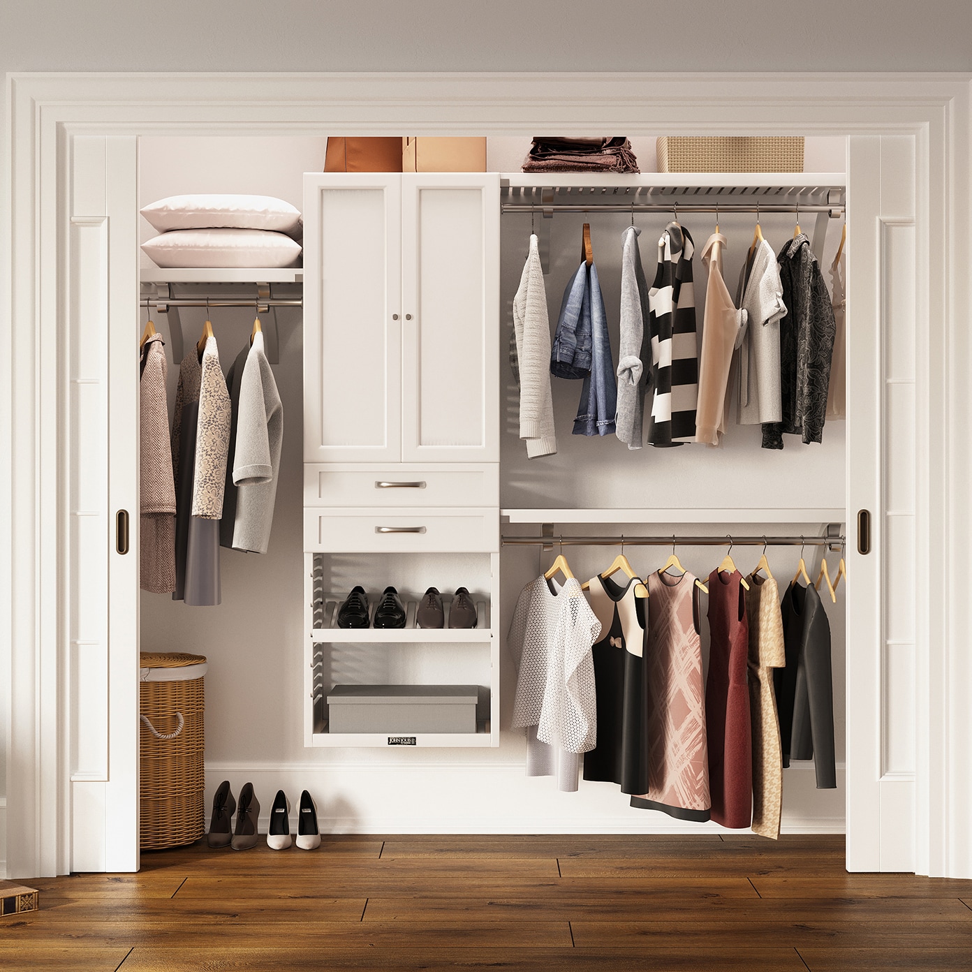John Louis Home JLH-262SH-W-SD 4-Feet to 10-Feet W x 7-Feet H White Ventilated Shelving Wood Closet System