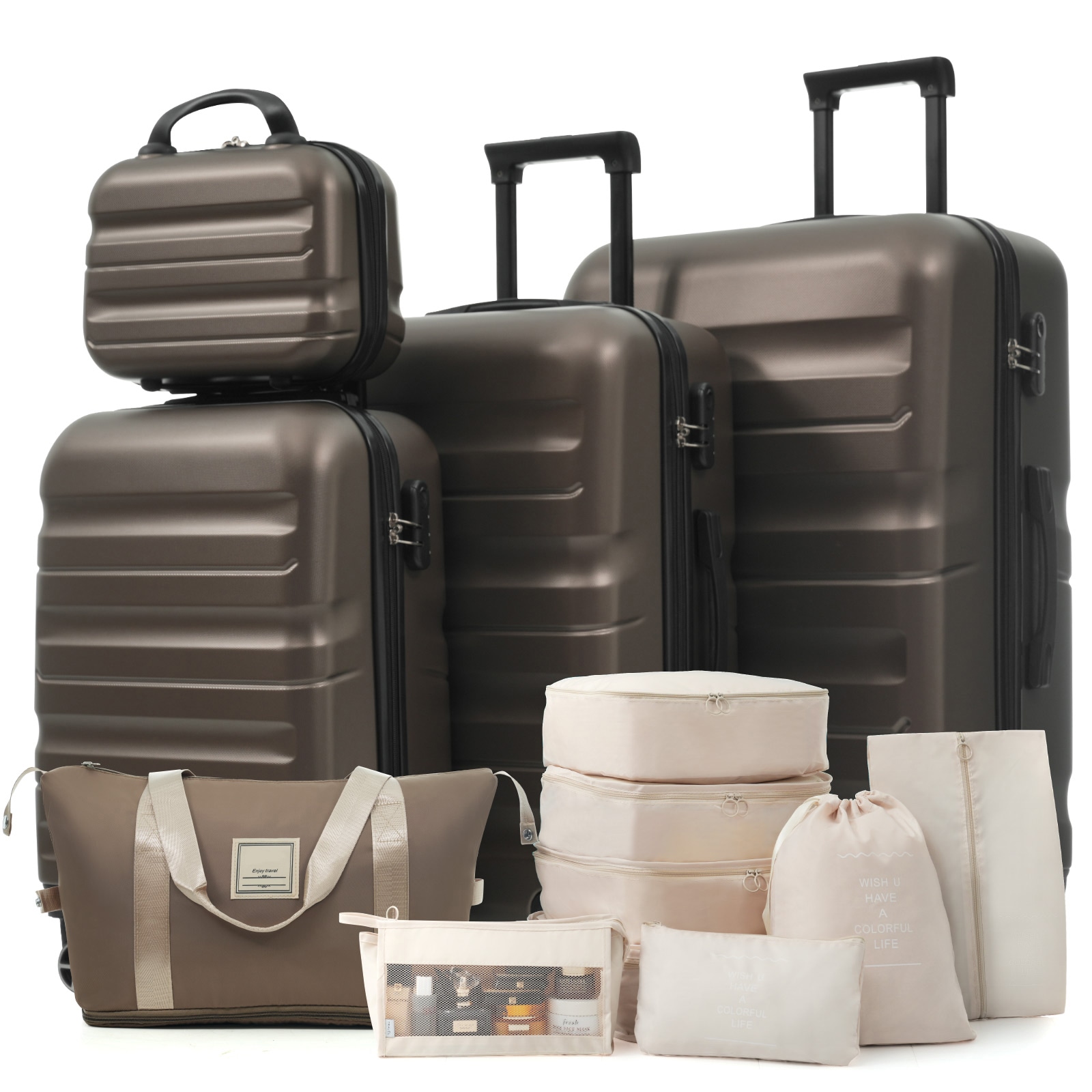 LOVMOR 12in20in24in28in 4 pcs ABS Spinner Wheel Luggage Set With ...