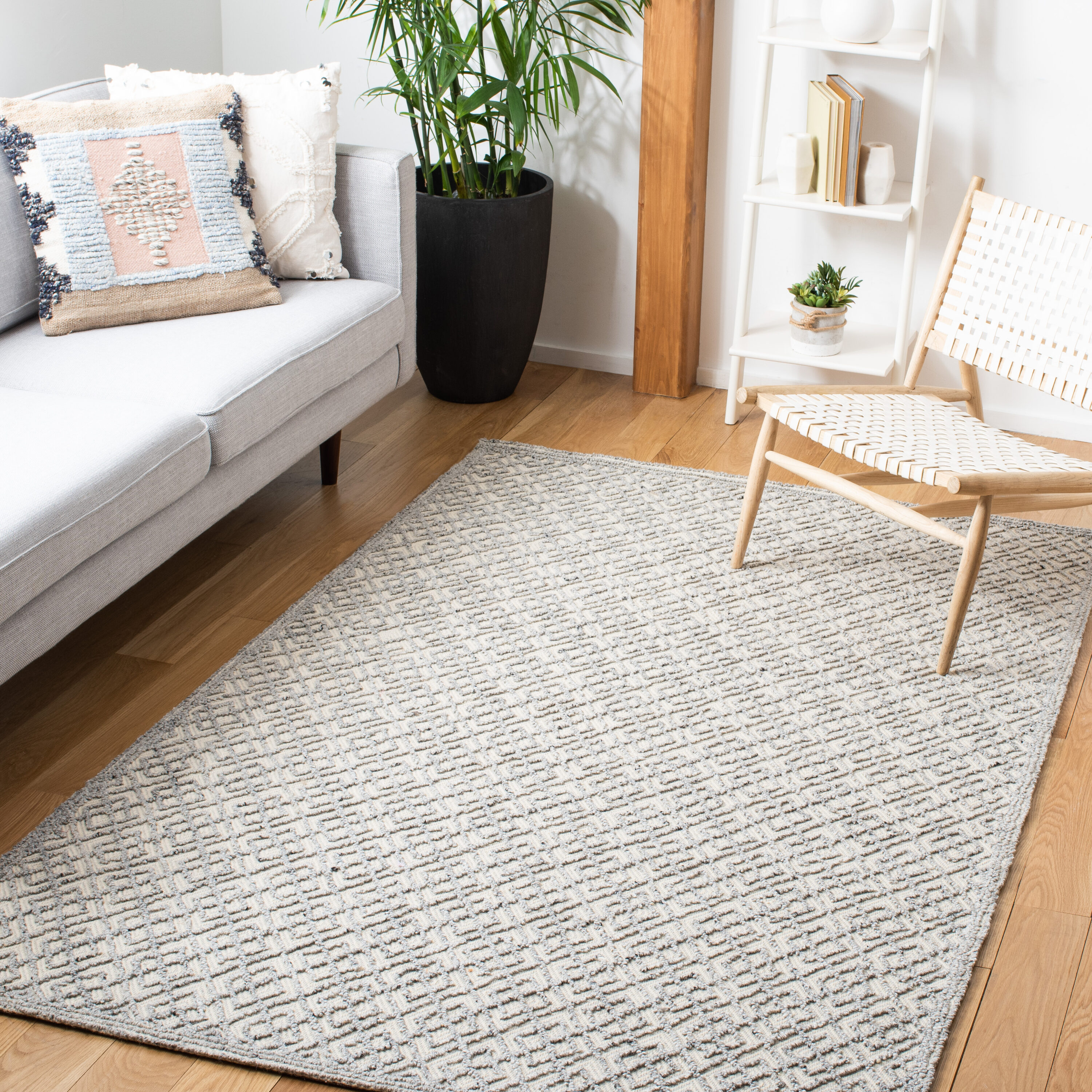  Msr Trace Gray/Beige Contemporary 4ft x 6ft Small Rectangle Rug