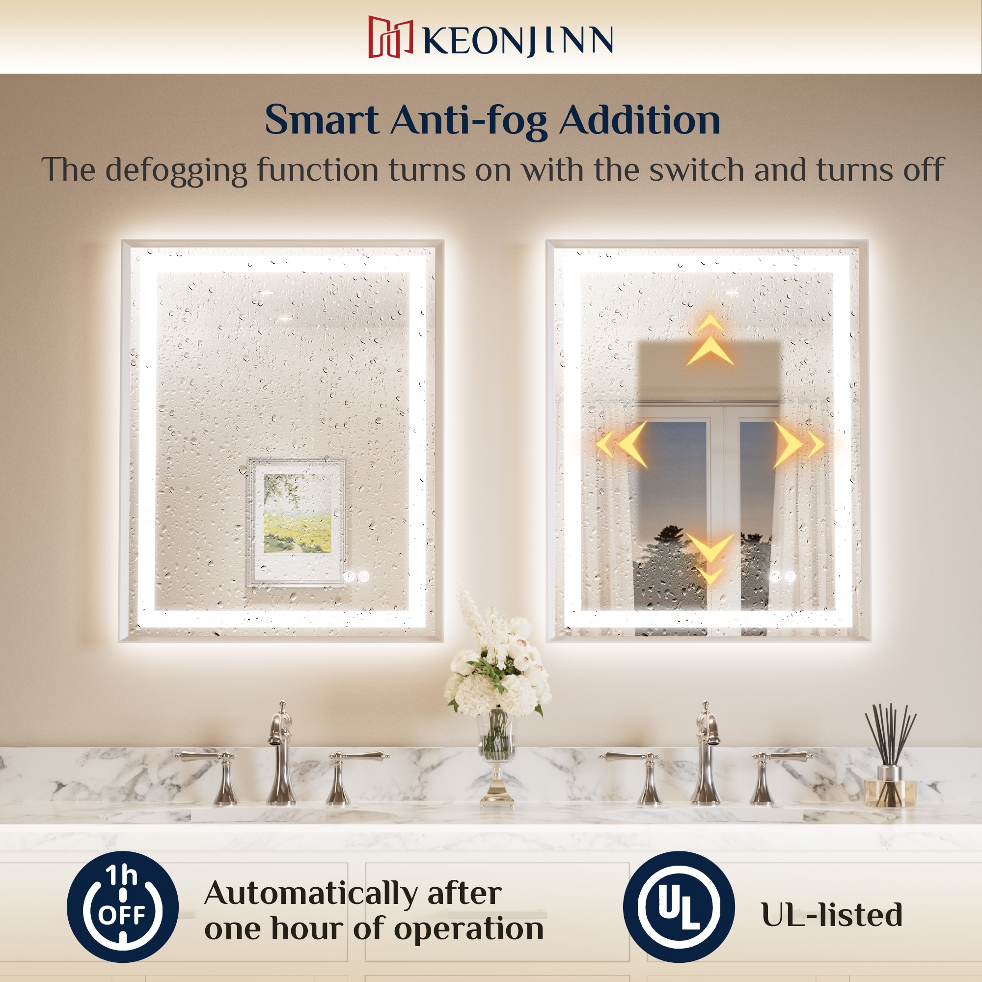 Keonjinn LW-BM66-18291-BN Framed-Bath-Mirrors - View #6