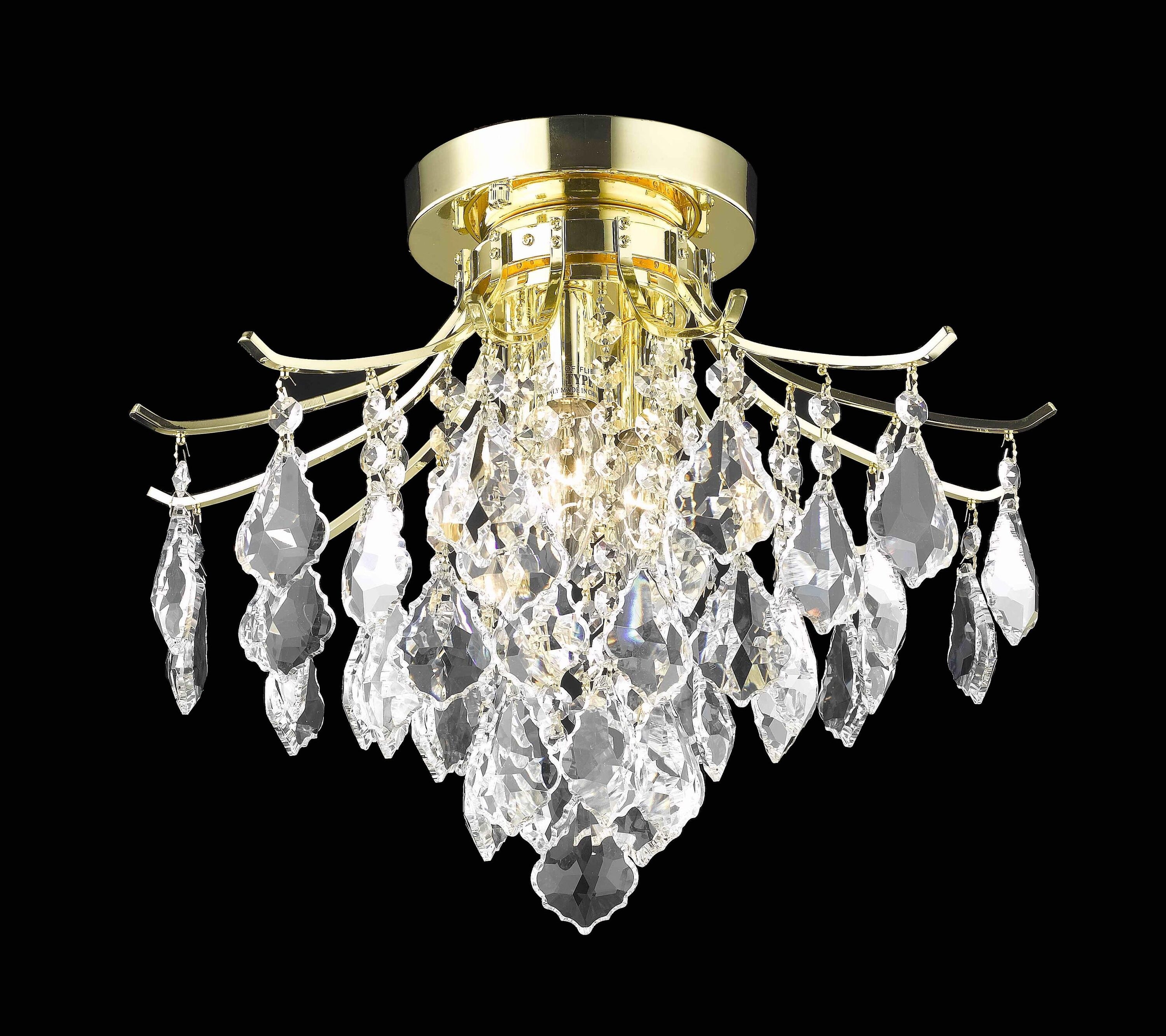 Amelia Transitional 3-Light Crystal Gold Flush Mount