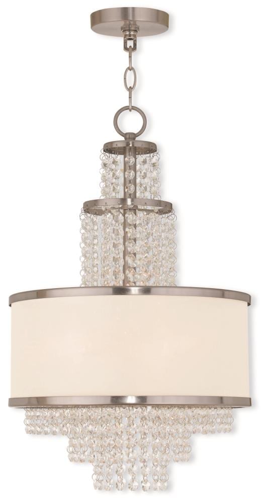 Livex Lighting 50784-91 Prescott 3 -Light Brushed Nickel Transitional Crystal For Use in Bathrooms, Bedrooms, Dining Rooms, Foyers, Kitchens, Living Rooms Chandelier