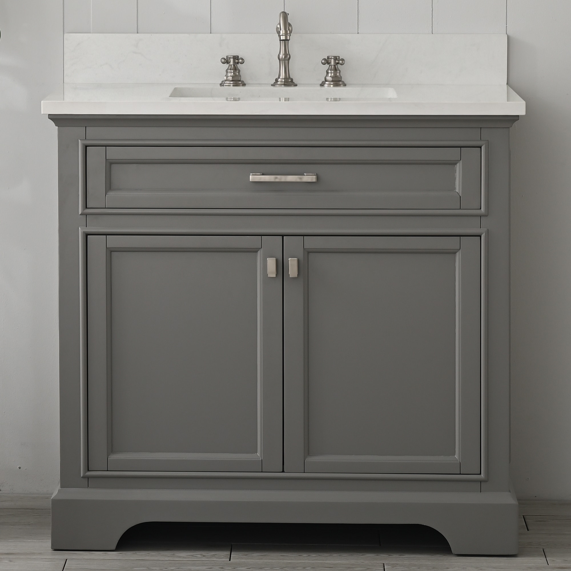 Design Element ML-36-GY Milano 36-in Gray Undermount Single Sink Bathroom Vanity with White Quartz Top