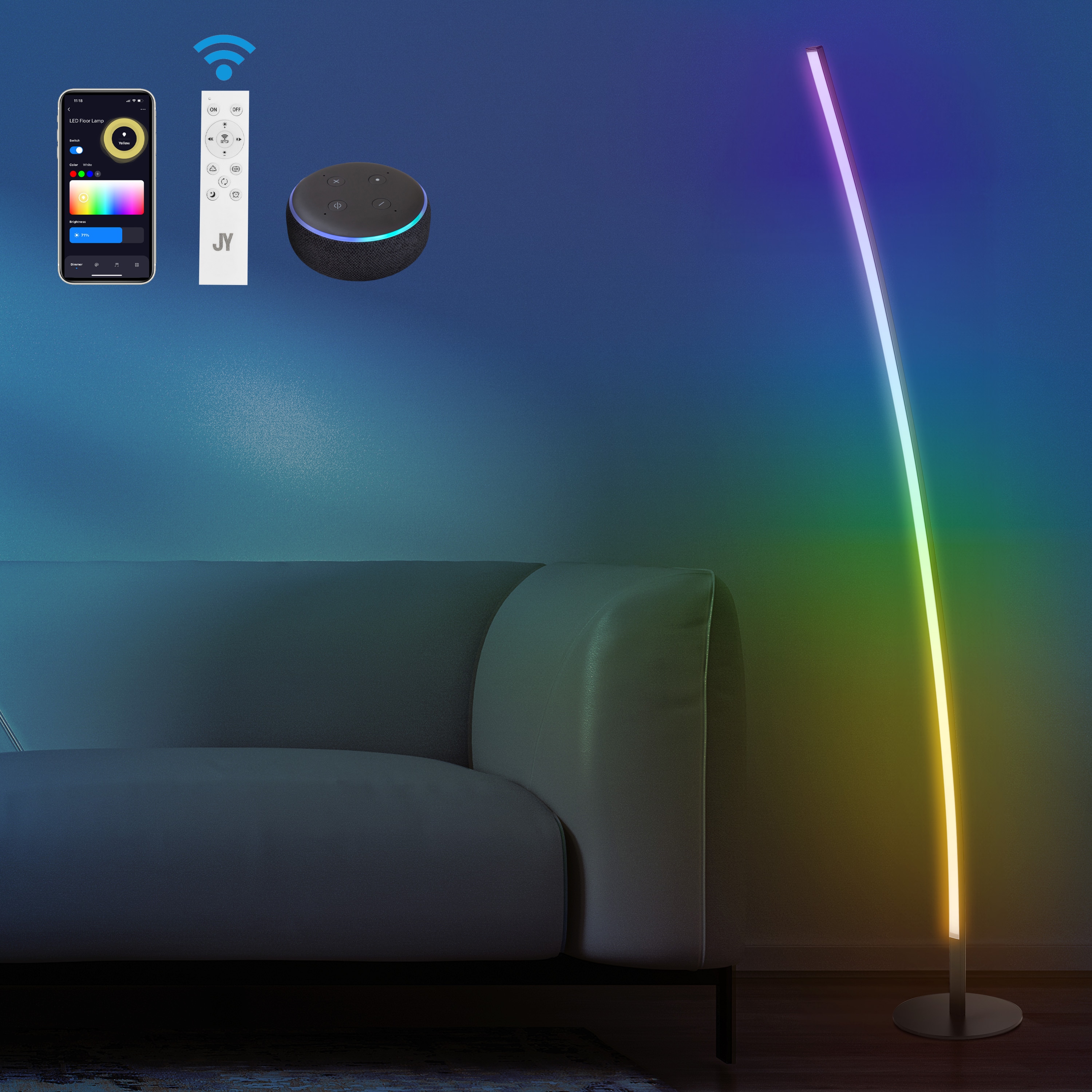 Malthe 71" Black Aluminum/Iron Arc LED Floor Lamp
