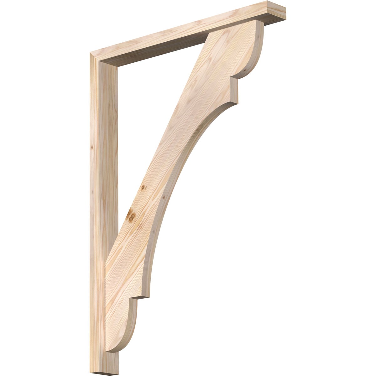Ekena Millwork 1463731 Olympic Block Smooth Bracket with Offset Brace Douglas Fir Wood Standard Bracket