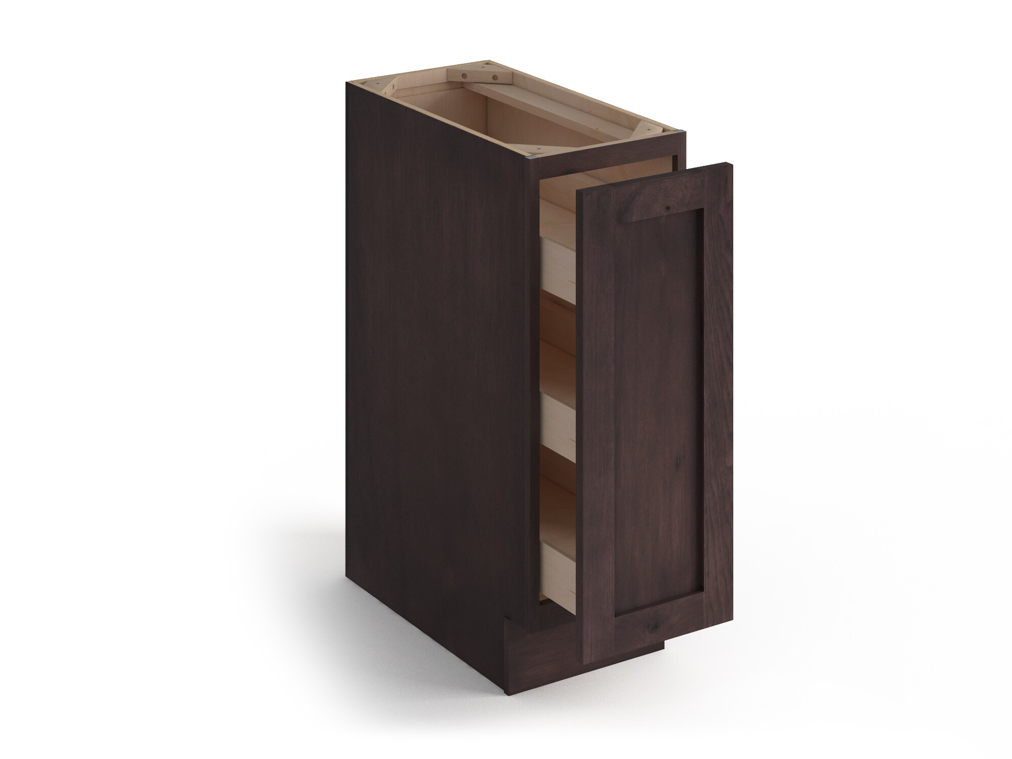 Valleywood Cabinetry 9-in W x 34.5-in H x 24-in D Rustic Hickory Pull-out Tray Divider Base Ready To Assemble Plywood Cabinet (Flat Panel Style)