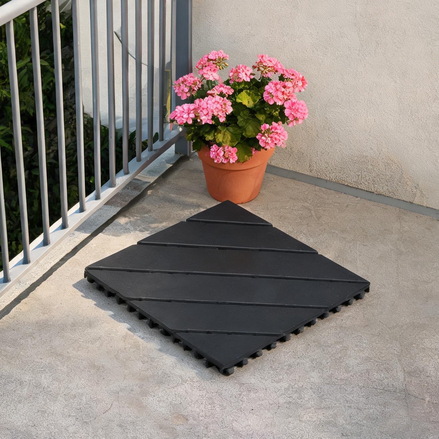 Tammesy Grey PP Interlocking Deck Tiles 12x12 inch Patio Flooring 44 Pack for Outdoor Use