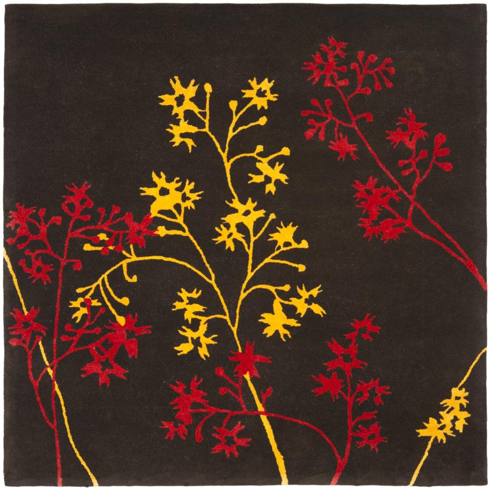 Safavieh SOH316A-6SQ Soho Scion 6 x 6 (ft) Tufted Wool Brown/Red Square Indoor Floral/Botanical Area rug