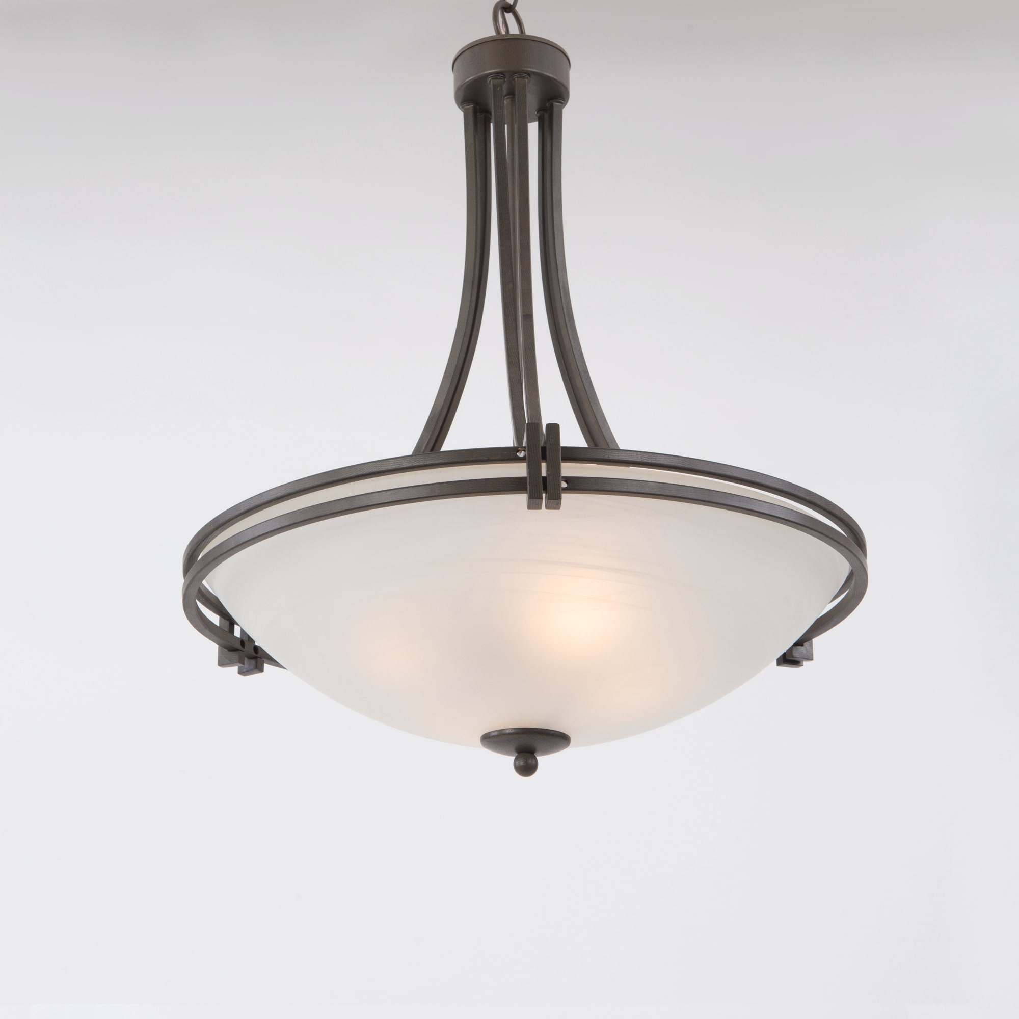 Sequoia Contemporary Brown Steel 4-Light Pendant with Alabaster Glass