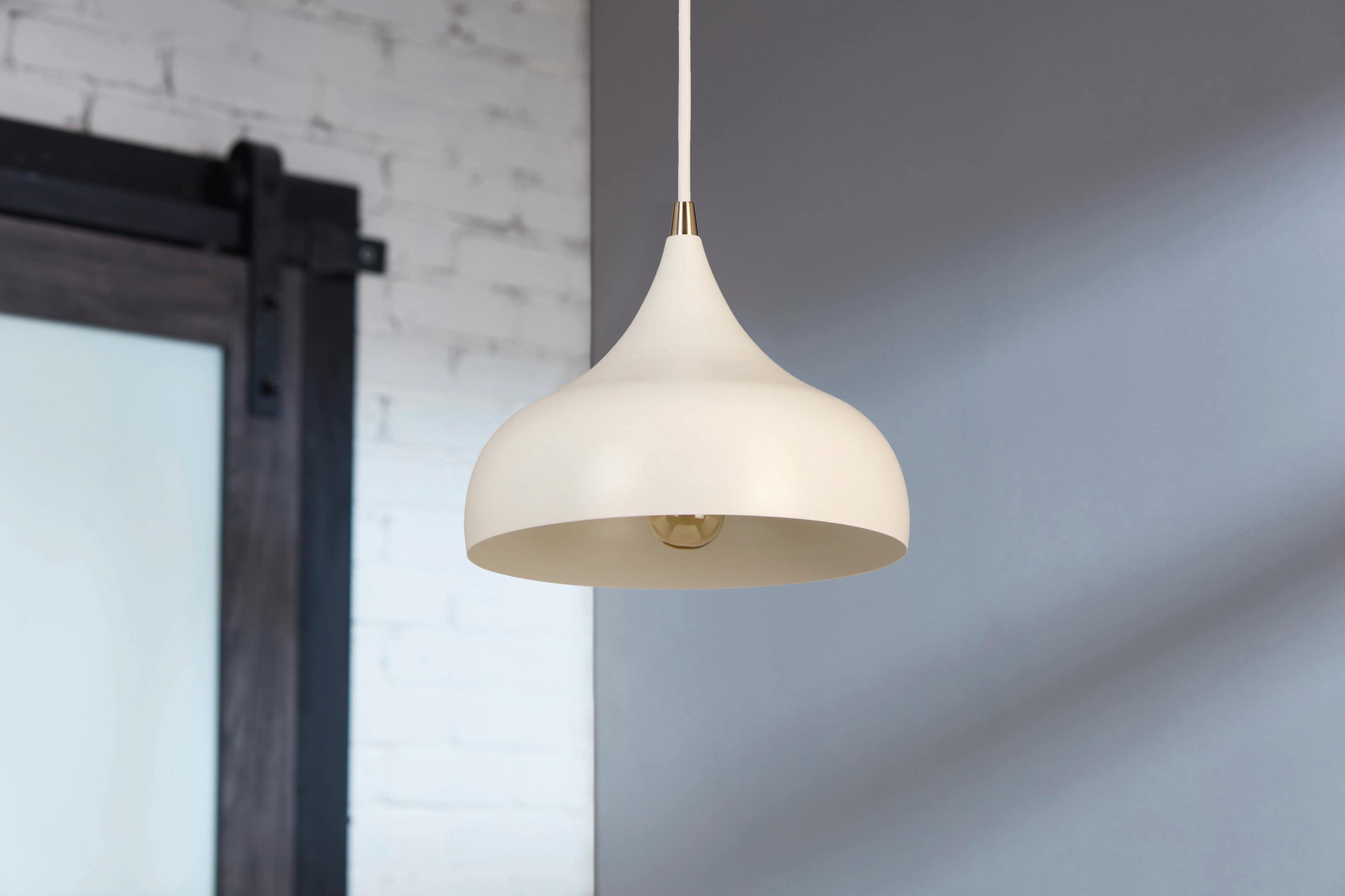allen + roth KIH0991A WH Sandrine 1 -Light Brushed nickel Canopy With White Metal Shade Industrial Bell Medium Hanging Pendant light