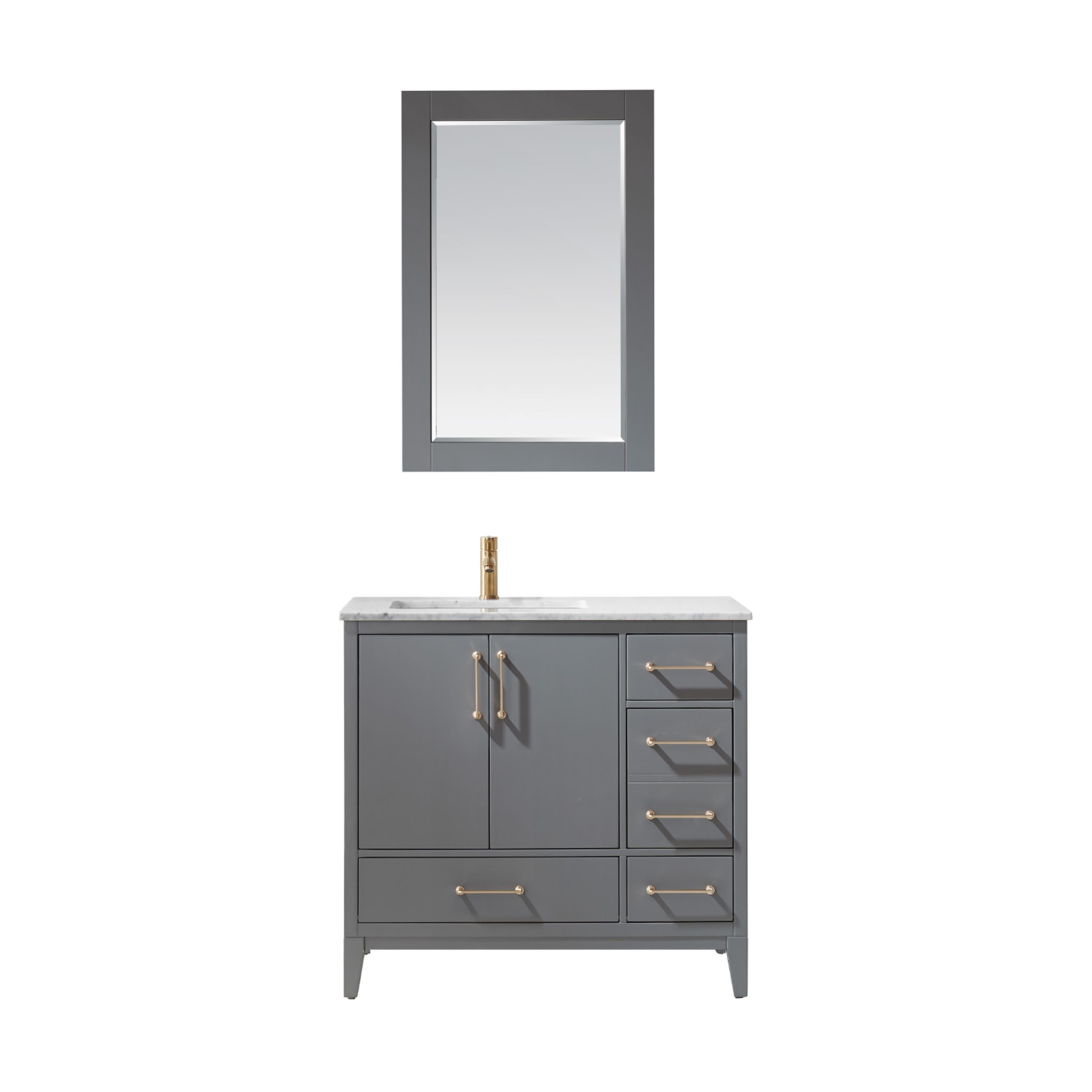 Altair 541036-GR-CA Sutton 36-in Gray Undermount Single sink Bathroom Vanity with Carrara White Marble Top (Mirror Included)