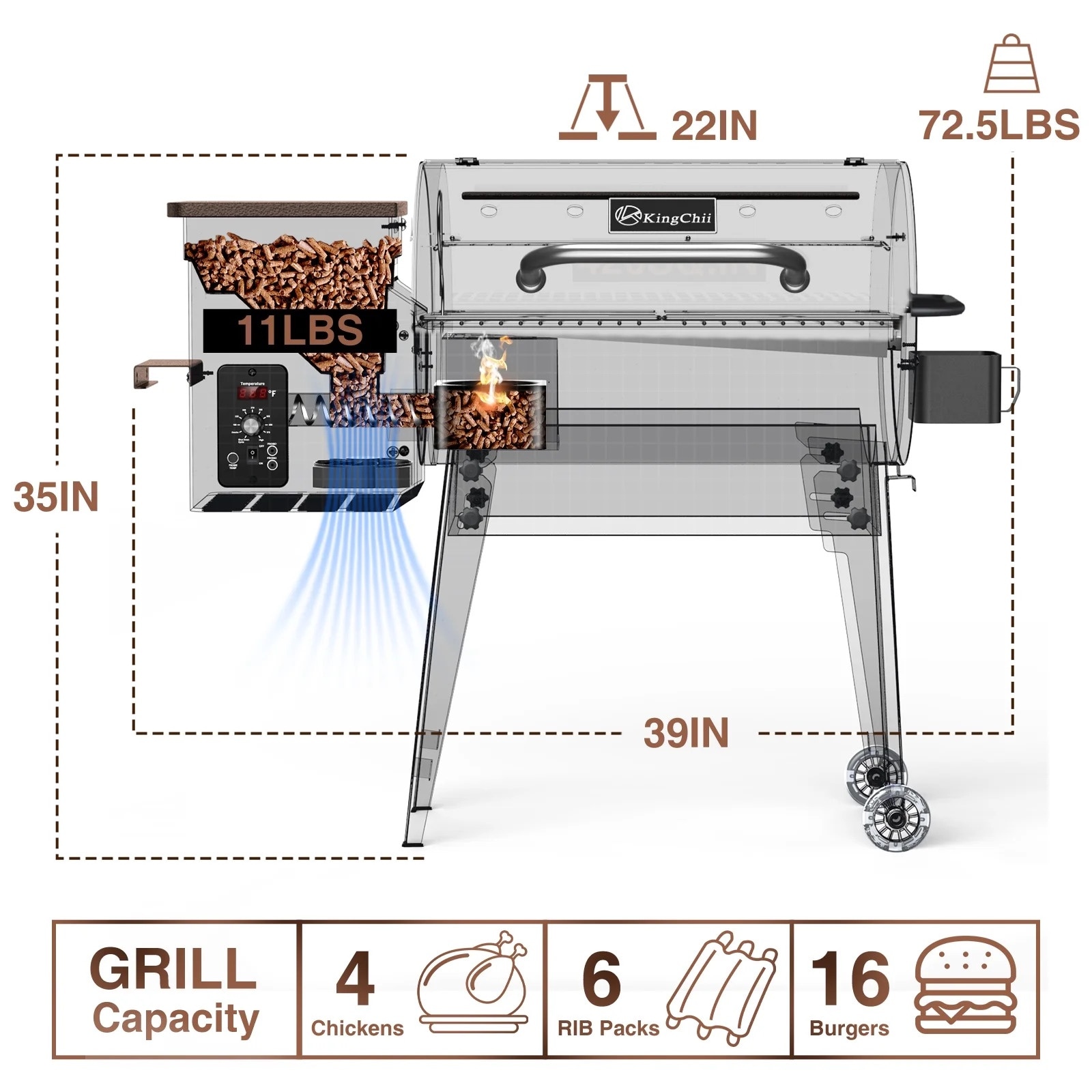 KingChii PELLET-GRILL-02-BR Pellet-Grills - View #3