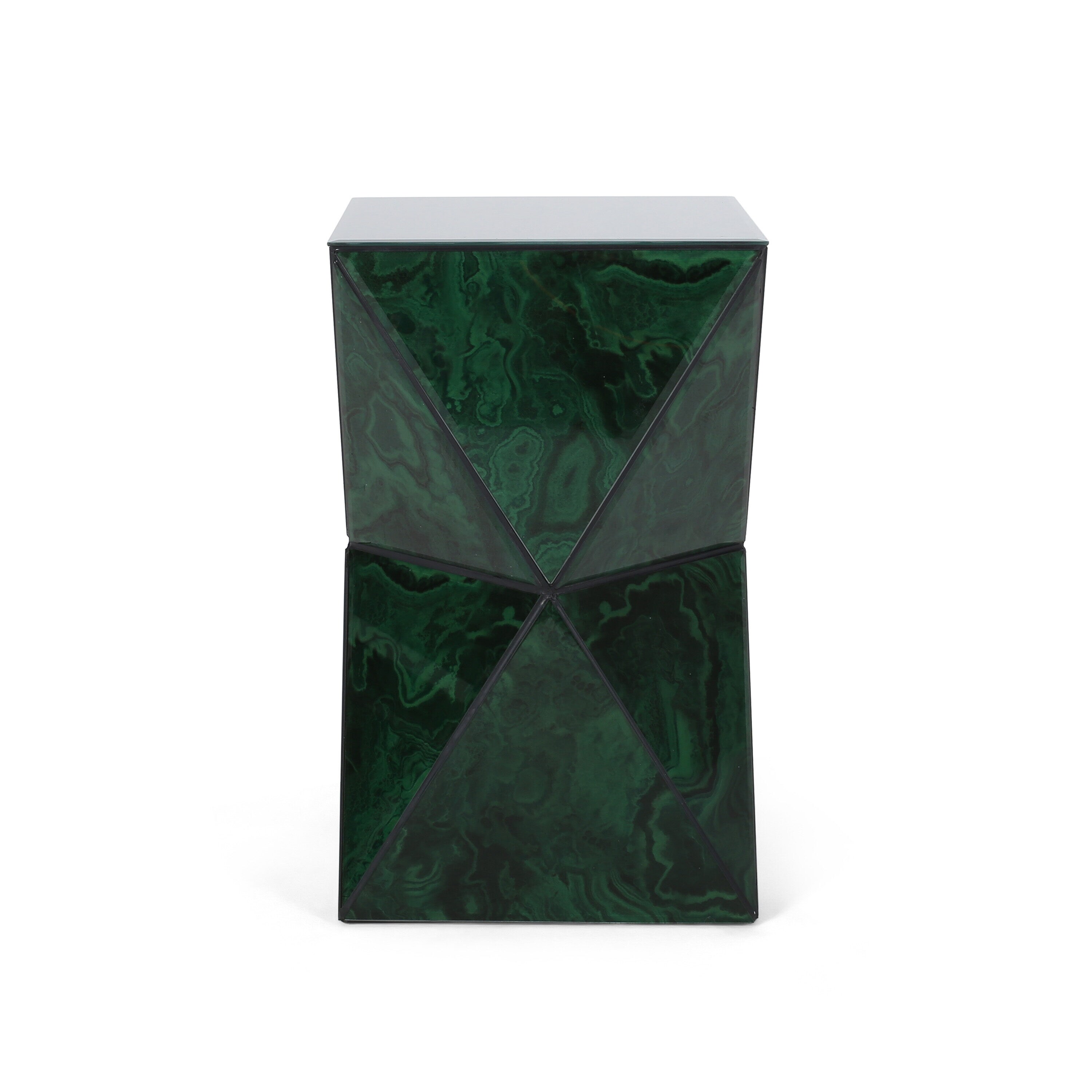 Best Selling Home Decor 309215 Aami 12.23-Inches W x 20.3-Inches H Malachite Glass Square Modern End Table