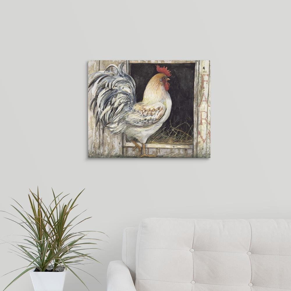 GreatBigCanvas White Rooster by Susan Winget C 16-in H x 20-in W ...