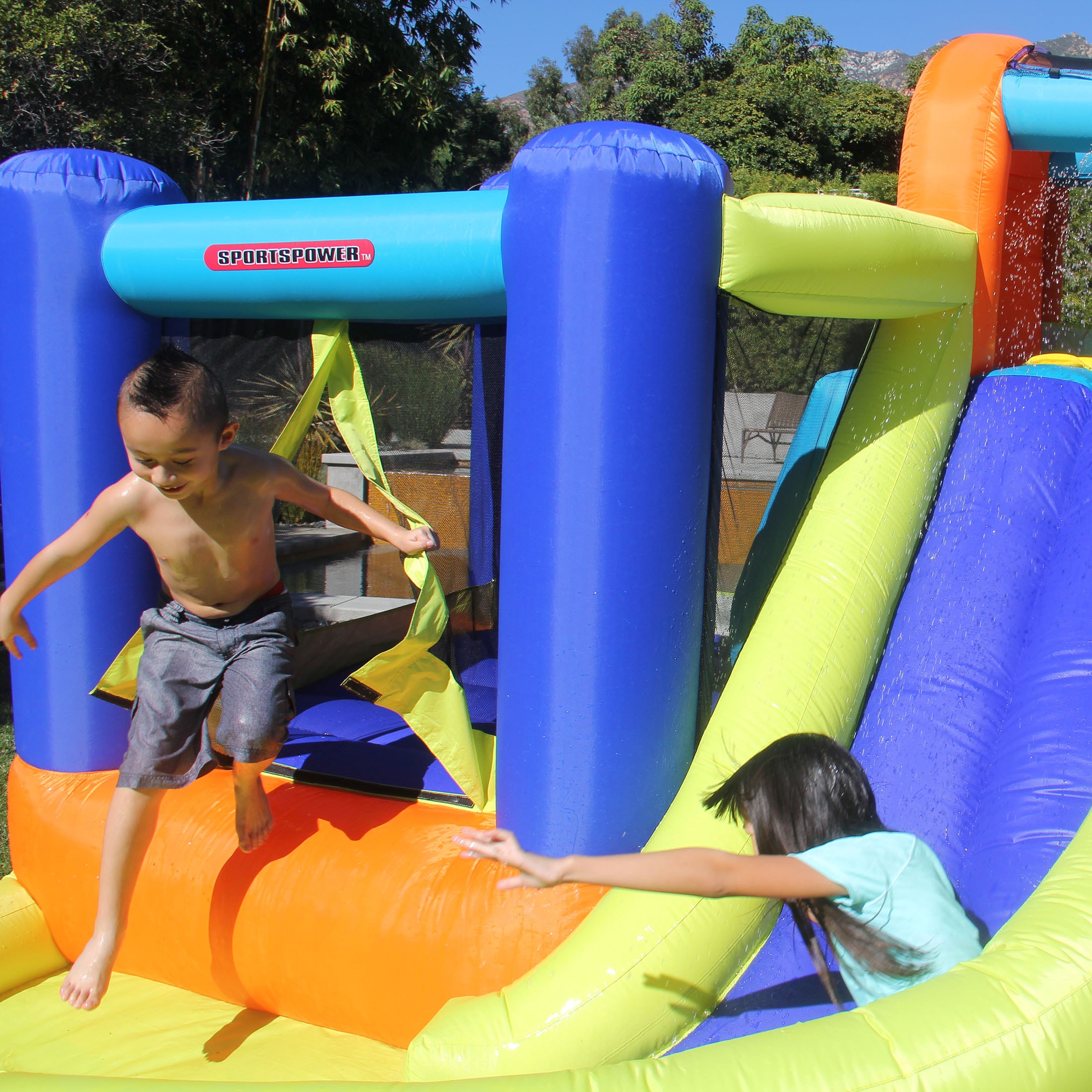 Sportspower My First 108-in Polyester Bounce House Water Slide In The ...