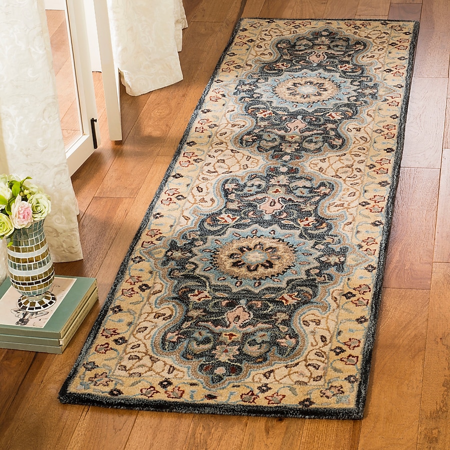 Safavieh Heritage Mahara 4 x 6 Creme/Black Indoor Floral/Botanical Oriental Handcrafted Area Rug Safavieh Heritage Mahara 4 x 6 Creme/Black Indoor Floral/Botanical Oriental Handcrafted Area Rug