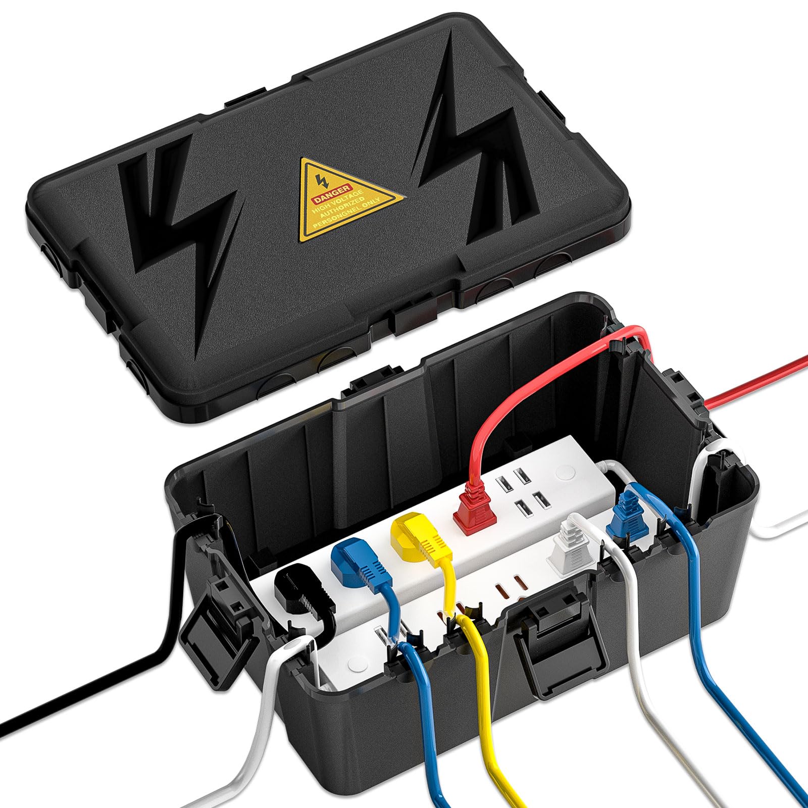 KHKFY  Large Outdoor Electrical Box IP54 Waterproof Extension Cord Cover with Eight Cable Seal Entry for Power Strips Timers and Holiday