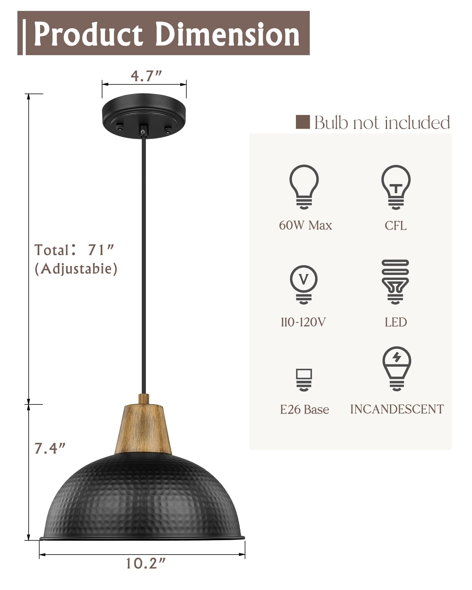 LTMATE LS4FG58MIL-2 BK Pendant-Lights - View #3