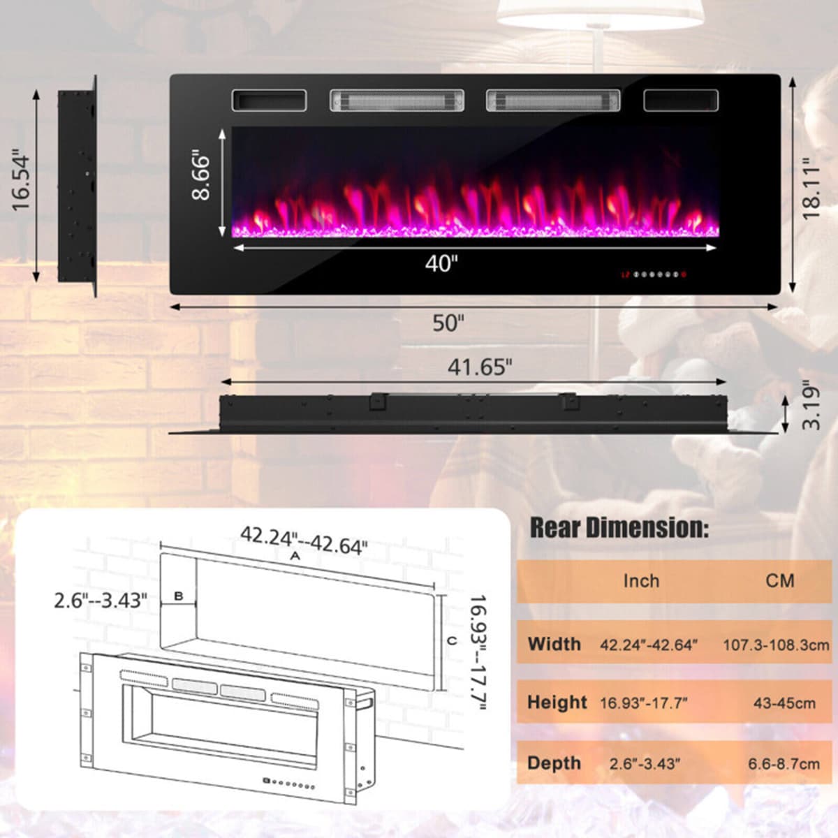 Clihome CL-50-10235 Electric-Fireplaces - View #3