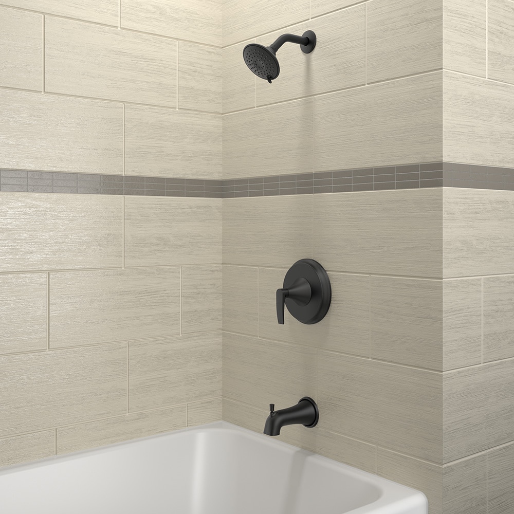 allen + roth F12A0011BL Camberly Matte Black 1-handle Multi-function 4.252-in Round Bathtub and shower Faucet with Valve
