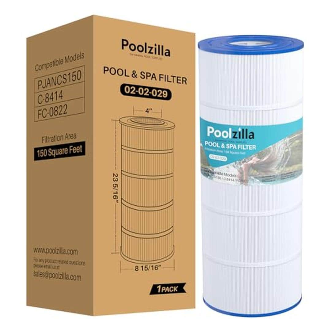 Poolzilla 02-02-029-1PK Replacement Pool Filter Cartridge Compatible with PLFPJANCS150 Jandy CS150 CCX1500RE Ultra B3 Unicel C 8414 Filbur FC 0822 Hayward C1502 Waterway Clearwater II 150