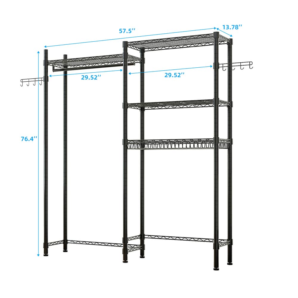 Winado Black Steel Clothing Rack LO1G52002942 at Lowes.com