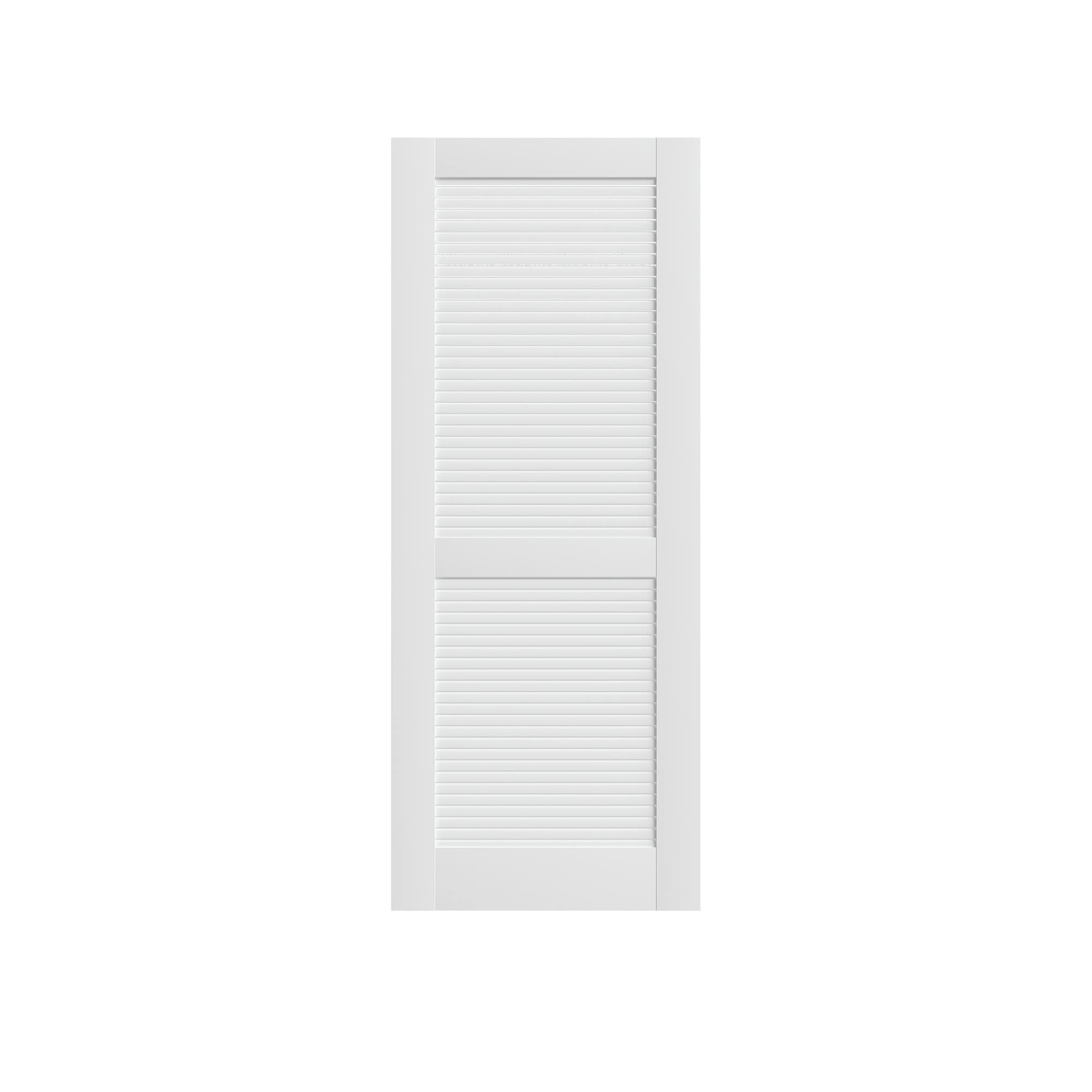 Misty Moon 30-in x 80-in White Finished Solid Core Solid Pine Full Louver Prehung Style Interior Slab Door