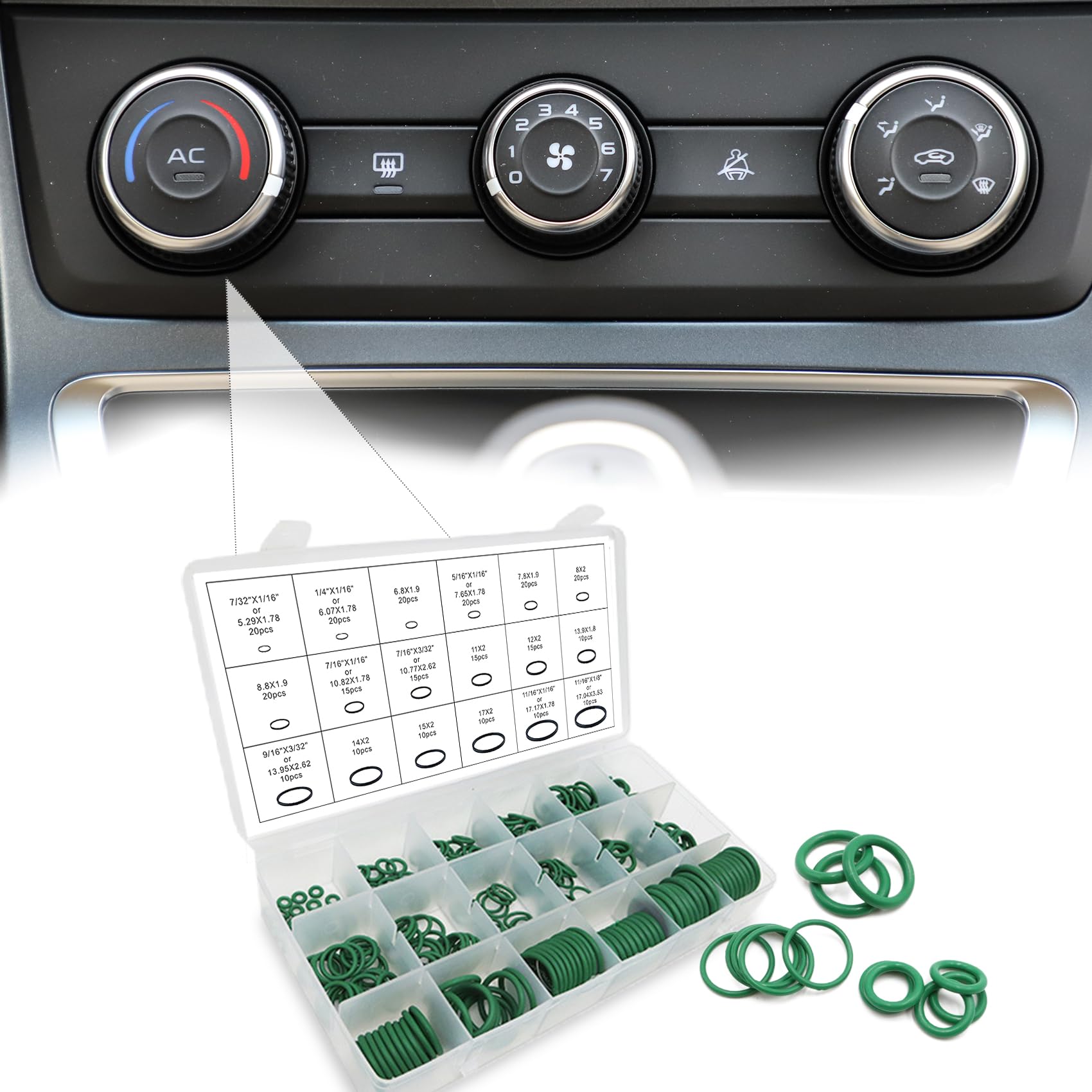 KHKFY 270PCS O Rings Kit Green Rubber Seal Ring Assortment for ...