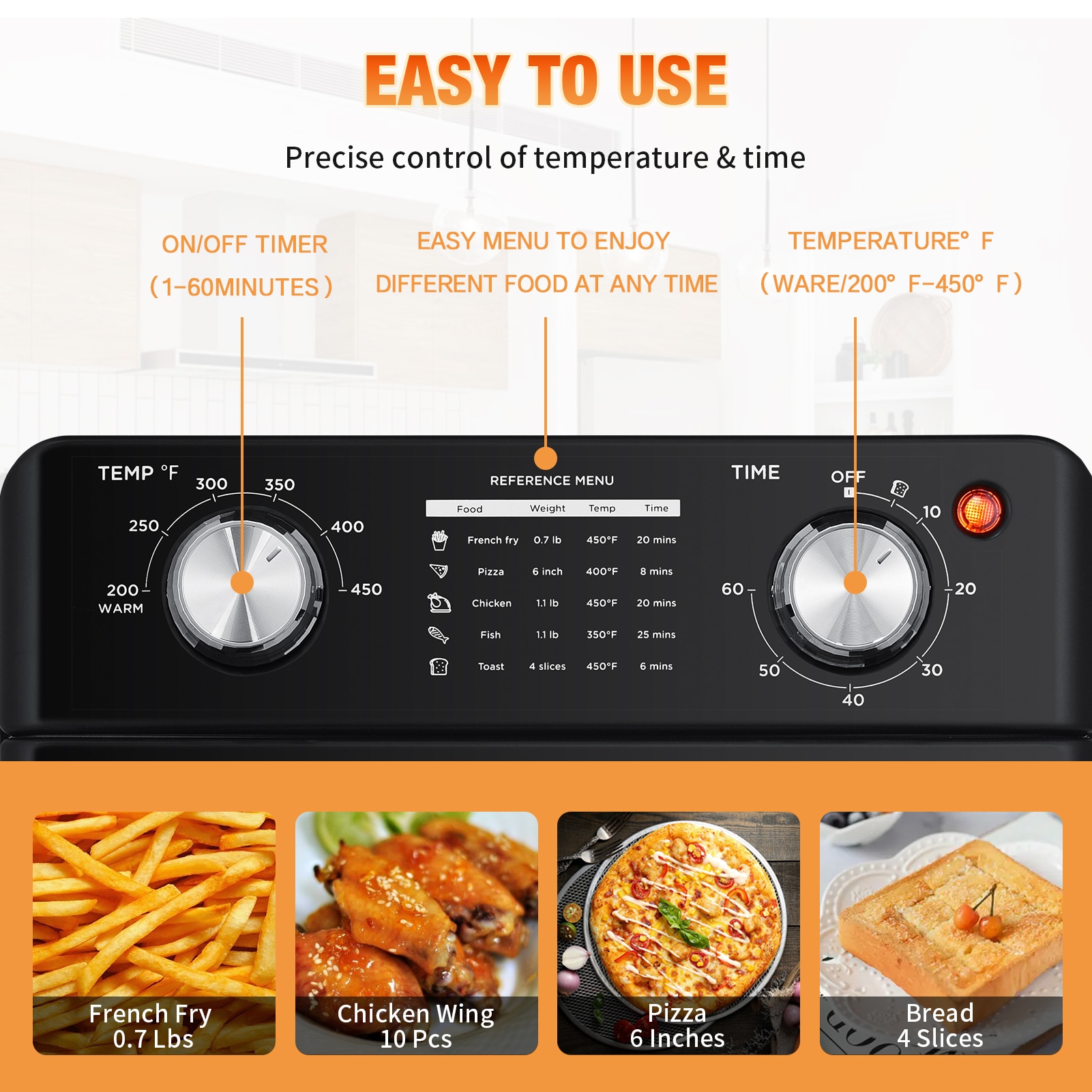 Chefman Matte Black Air Fryer with Probe Thermometer, Touch Control, 8  Presets, 1300W, Non-Stick, cETLus Safety Listed in the Air Fryers  department at
