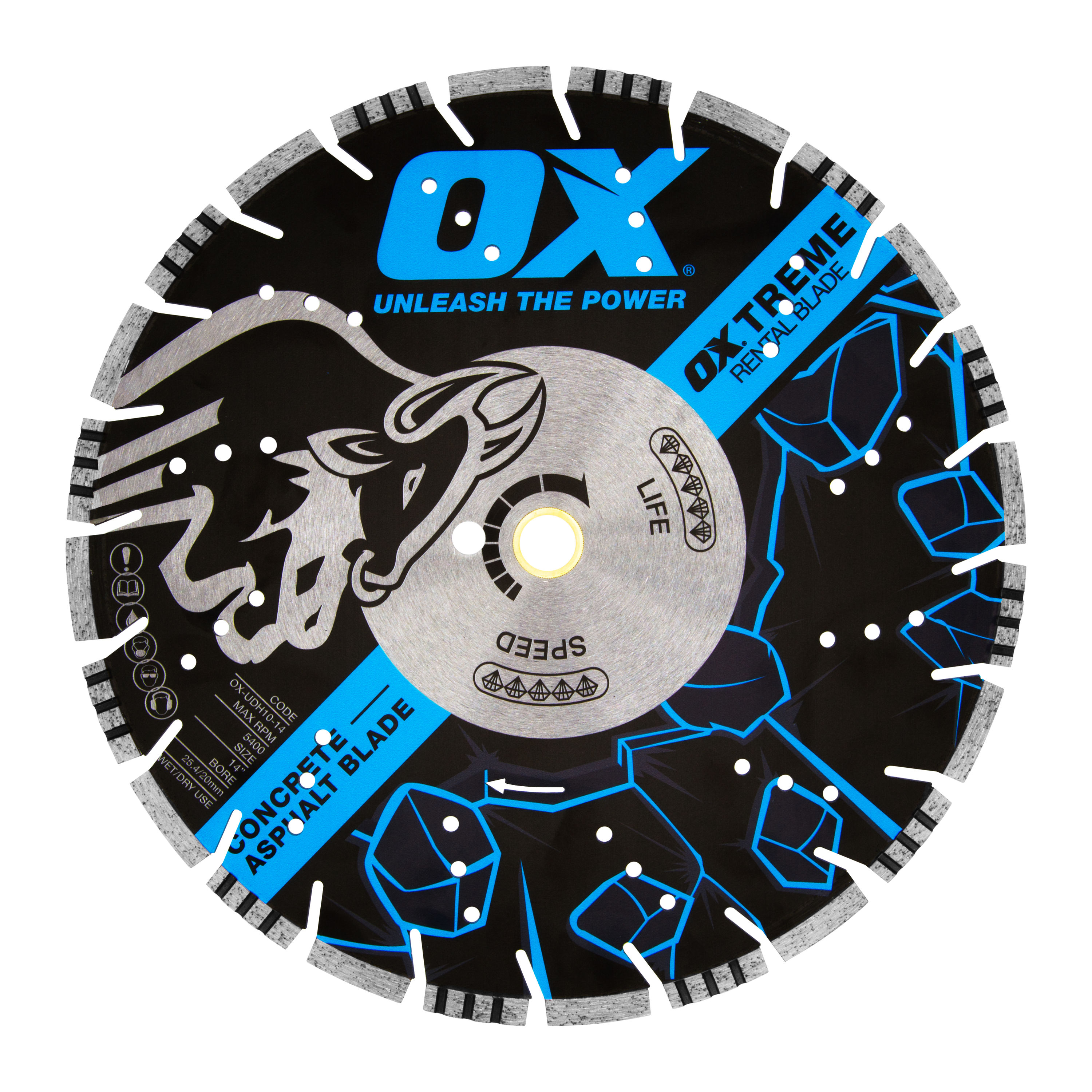 Ultimate 14-in Wet/Dry Segmented Rim Diamond Saw Blade | - OX Tools OX-UDH10-14