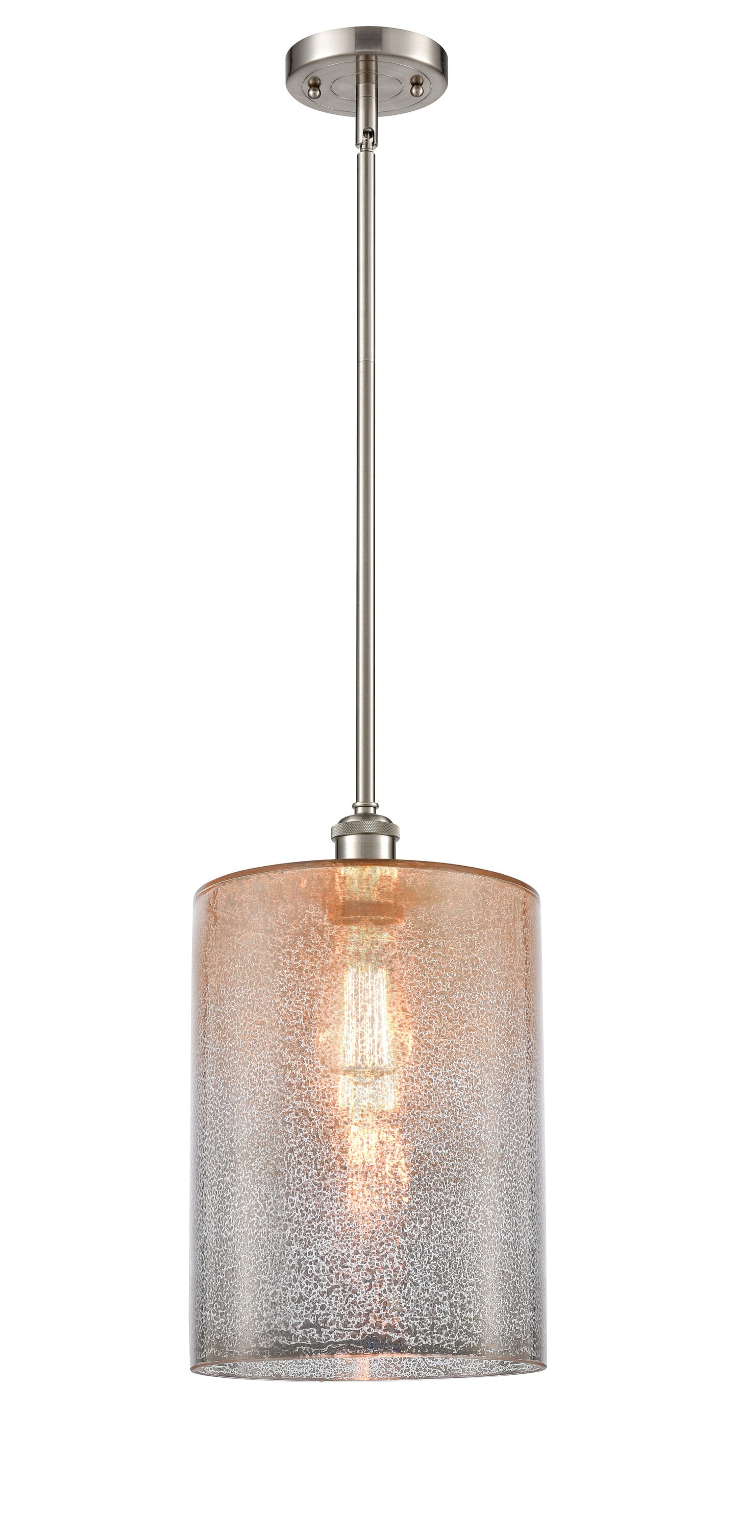 Innovations Lighting 516-1S-SN-G116-L Cobbleskill 1 -Light Brushed Satin Nickel Industrial Mercury glass Drum Medium Hanging Pendant light