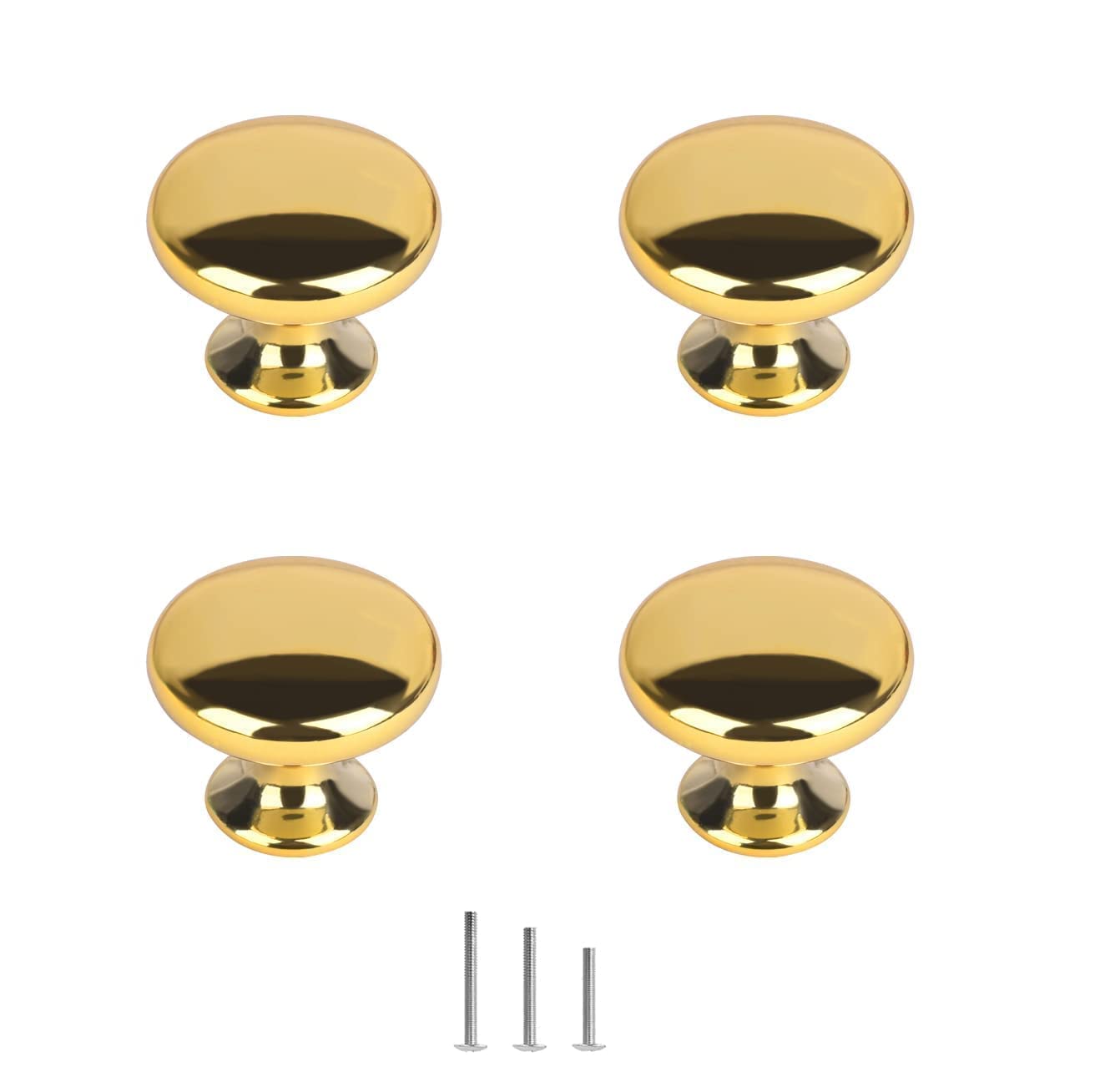SenQWFa  Gold Drawer Knobs Polished Chrome Cabinet Hardware Round Mushroom Gold Cabinet Knob Pull Handle 30mm for Kitchen Cupboard Furniture