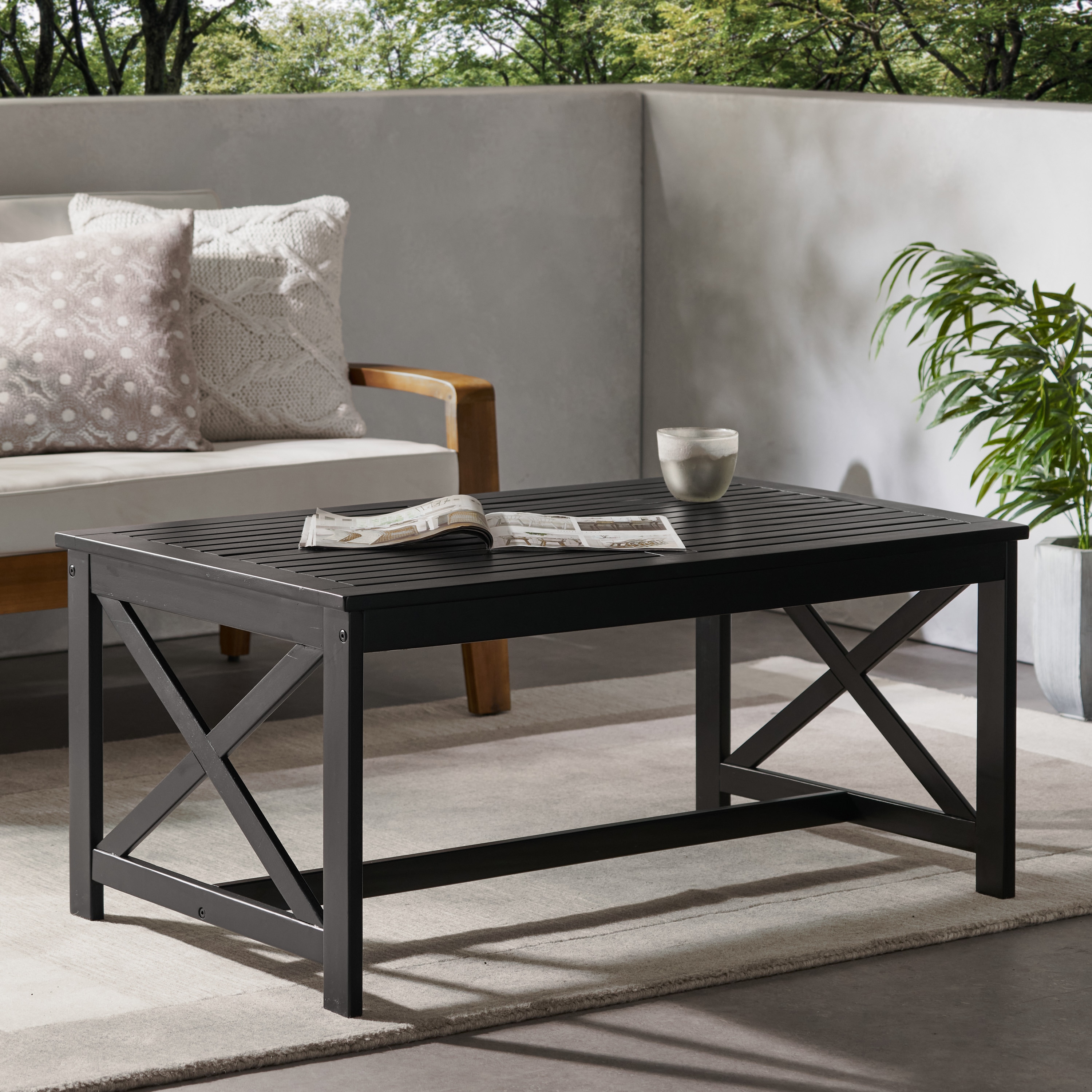 Mondawe MO-JK-C Rectangle Outdoor Coffee Table 19.29-in W x 37.8-in L