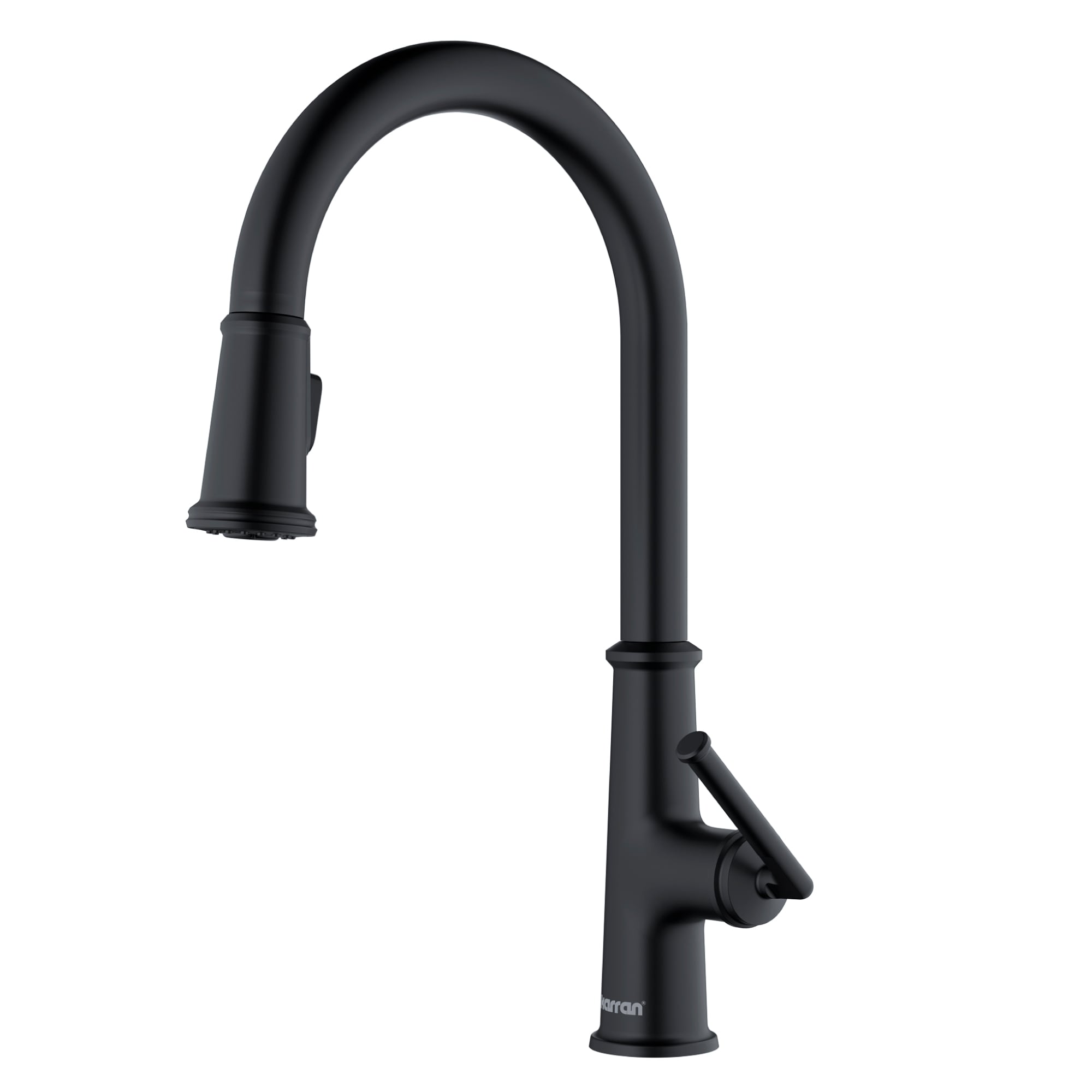 Karran KKF330MB Matte Black Single Handle Deck-mount Pull-down Kitchen Faucet with Sprayer